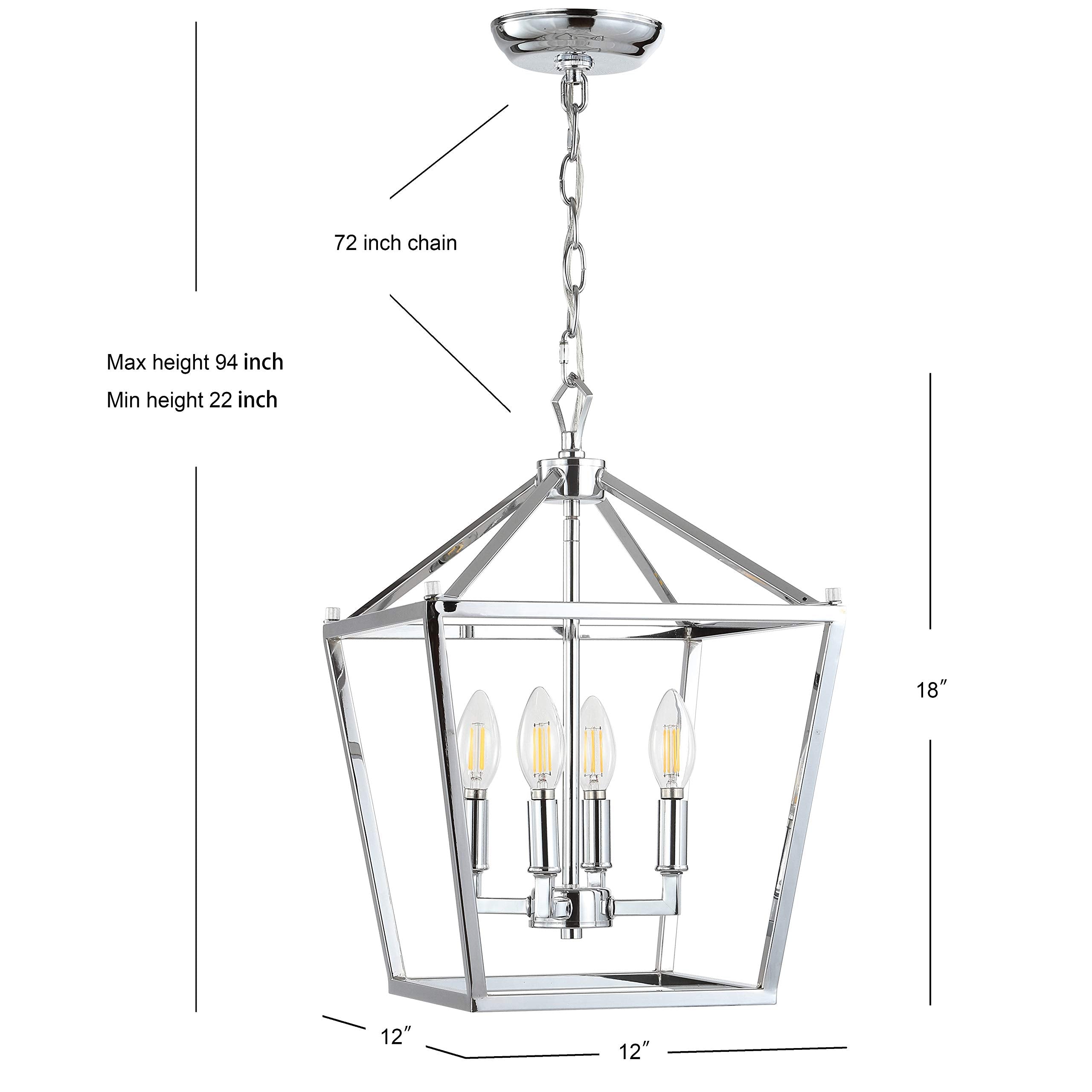 Jonathan Y Pagoda Lantern Pendant Light, Dimmable Metal, 12 Chrome, Model Jyl7436C, Ideal For Dining Room, Living Room, Kitchen, Foyer