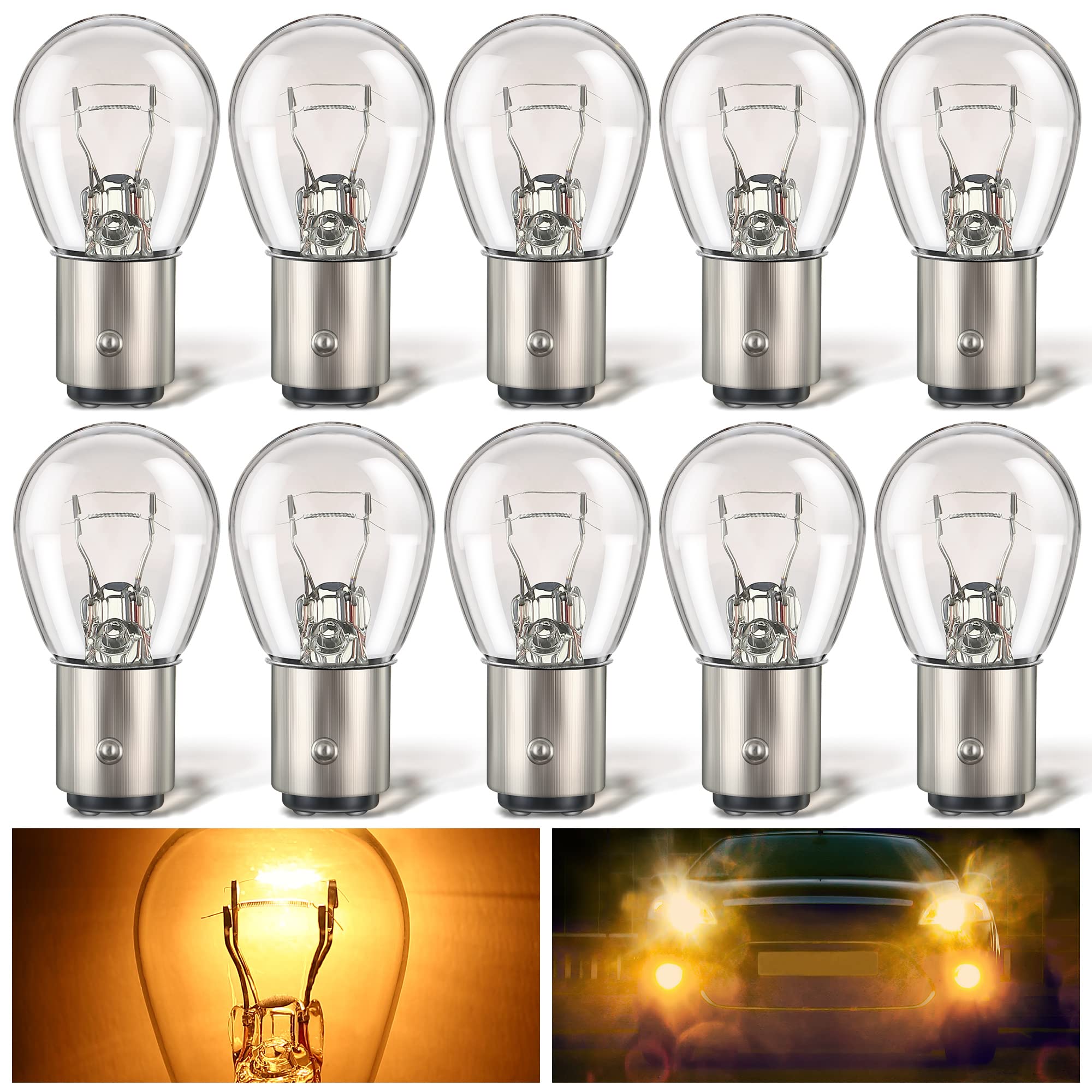 Meonum 1157 Brake Light Bulbs - 10 Pack, Turn Signal Replacement, 0.98in x 1.85in, Compatible with 2057 2357 752