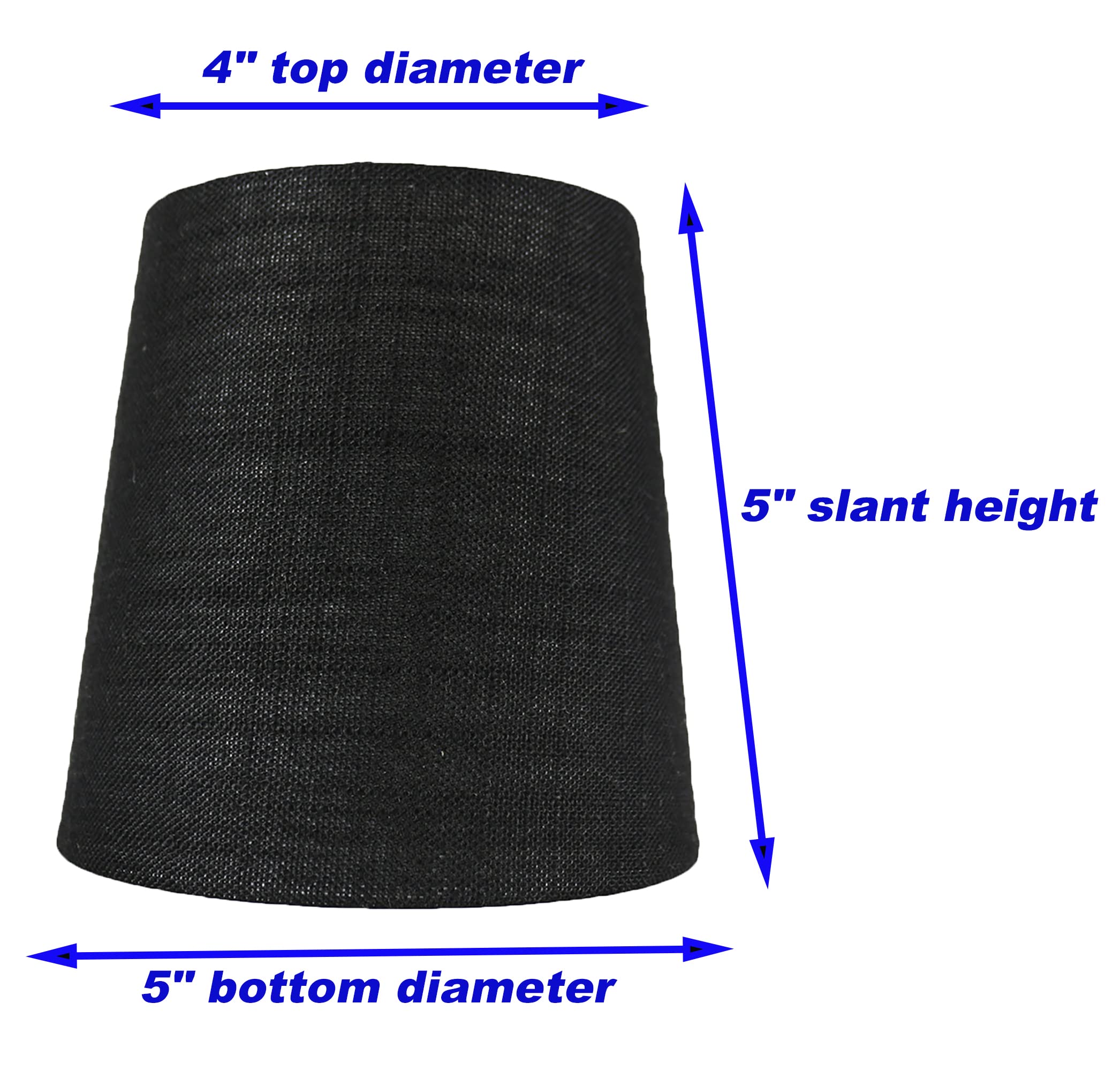 Meriville Set Of 6 Black Linen Clip On Chandelier Lamp Shades, 4-Inch By 5-Inch By 5-Inch