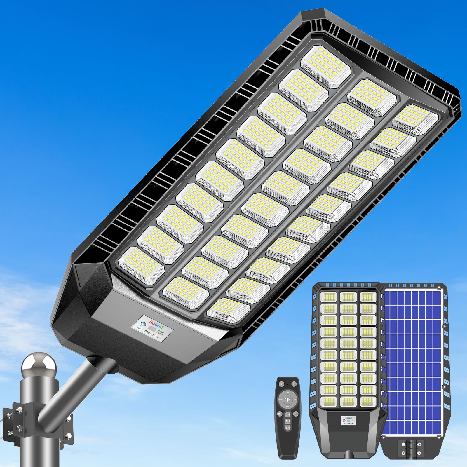 6500W Solar Street Lights Outdoor Waterproof, Commercial Grade 480000 Lumens Dusk To Dawn Solar Flood Light Motion Sensor, Led Solar Lights Outdoor With Remote Control For Parking Lot, Backyard