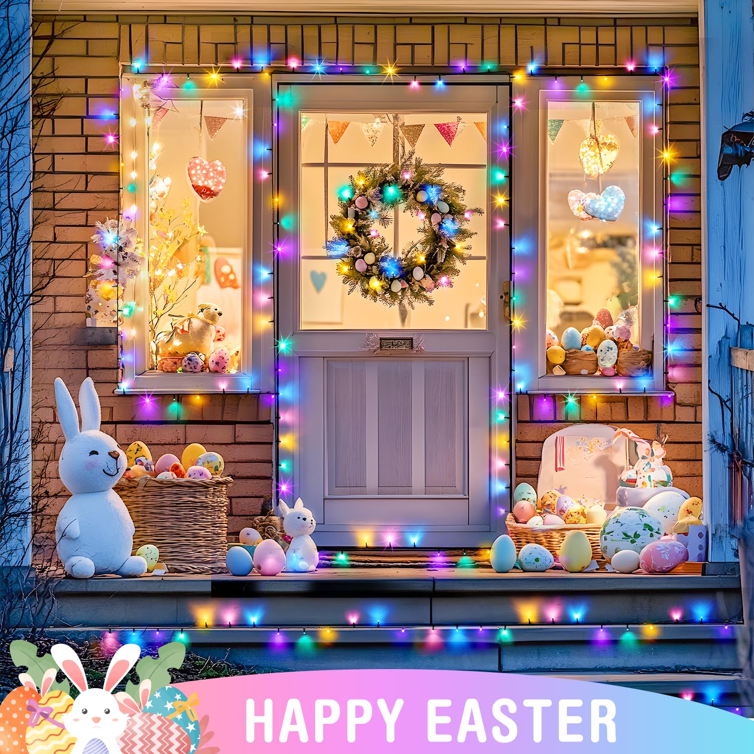 Jmexsuss 400 Led Easter Lights Plug In, 132Ft Multicolor Easter Lights String With Remote, Colorful String Lights For Bedroom Tr