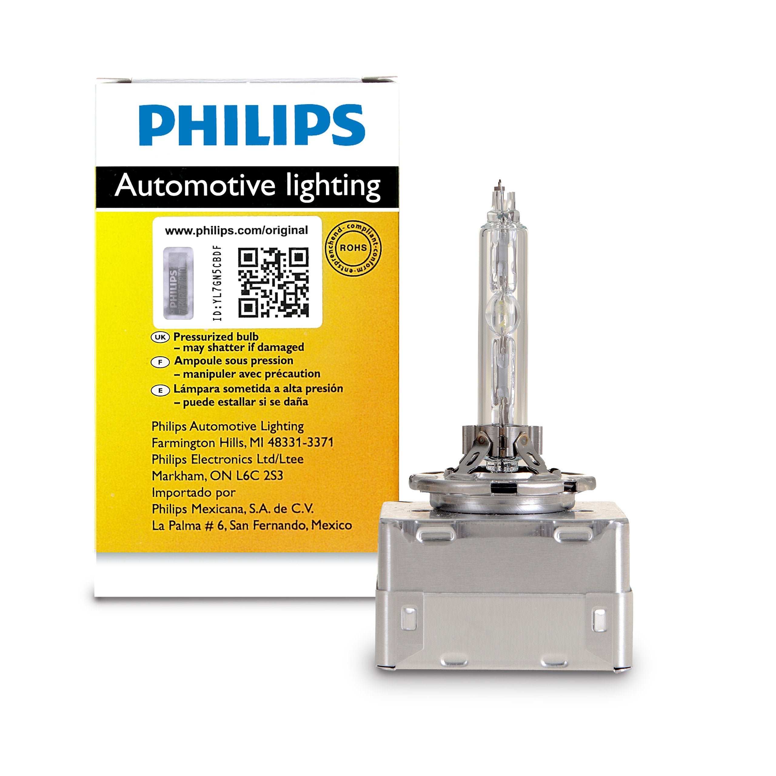 Philips D1S 35W Xenon HID Headlight Bulb - Silver, Model 85415C1, Pack of 1
