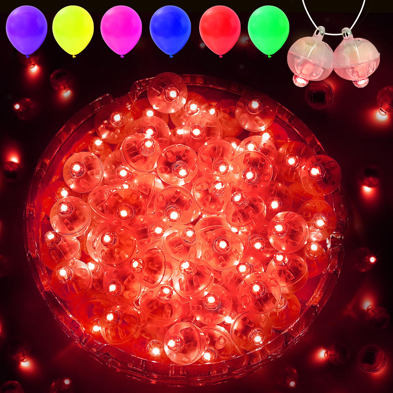Pozzolanas 50Pcs Mini Led Lights With Hook, Waterproof Round Tiny Led Light For Party Decorations Neon Party Light, Red-Blinking