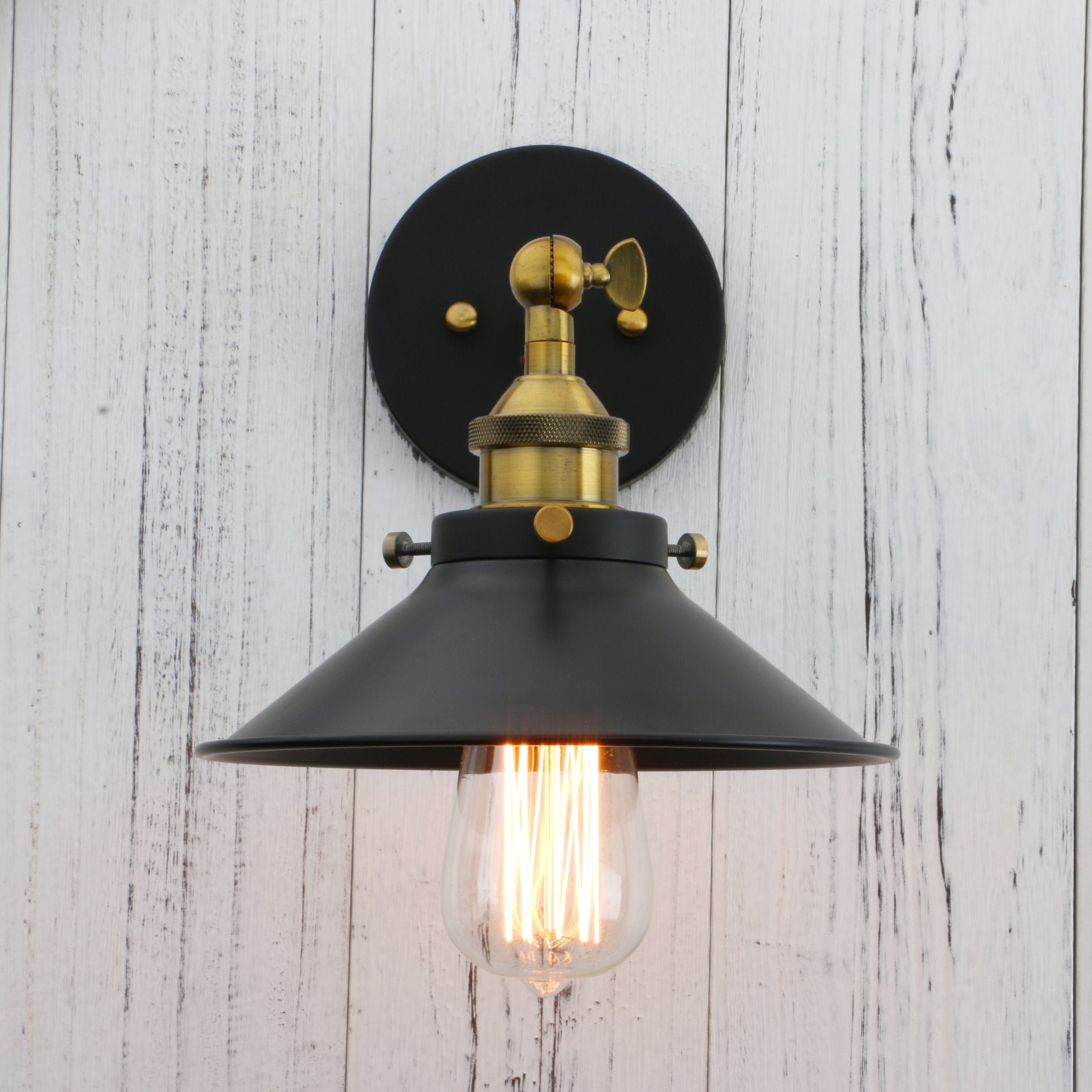 Permo Vintage Industrial Metal Wall Sconce Lighting 180 Degree Adjustable Wall Lamp (Antique-Black)