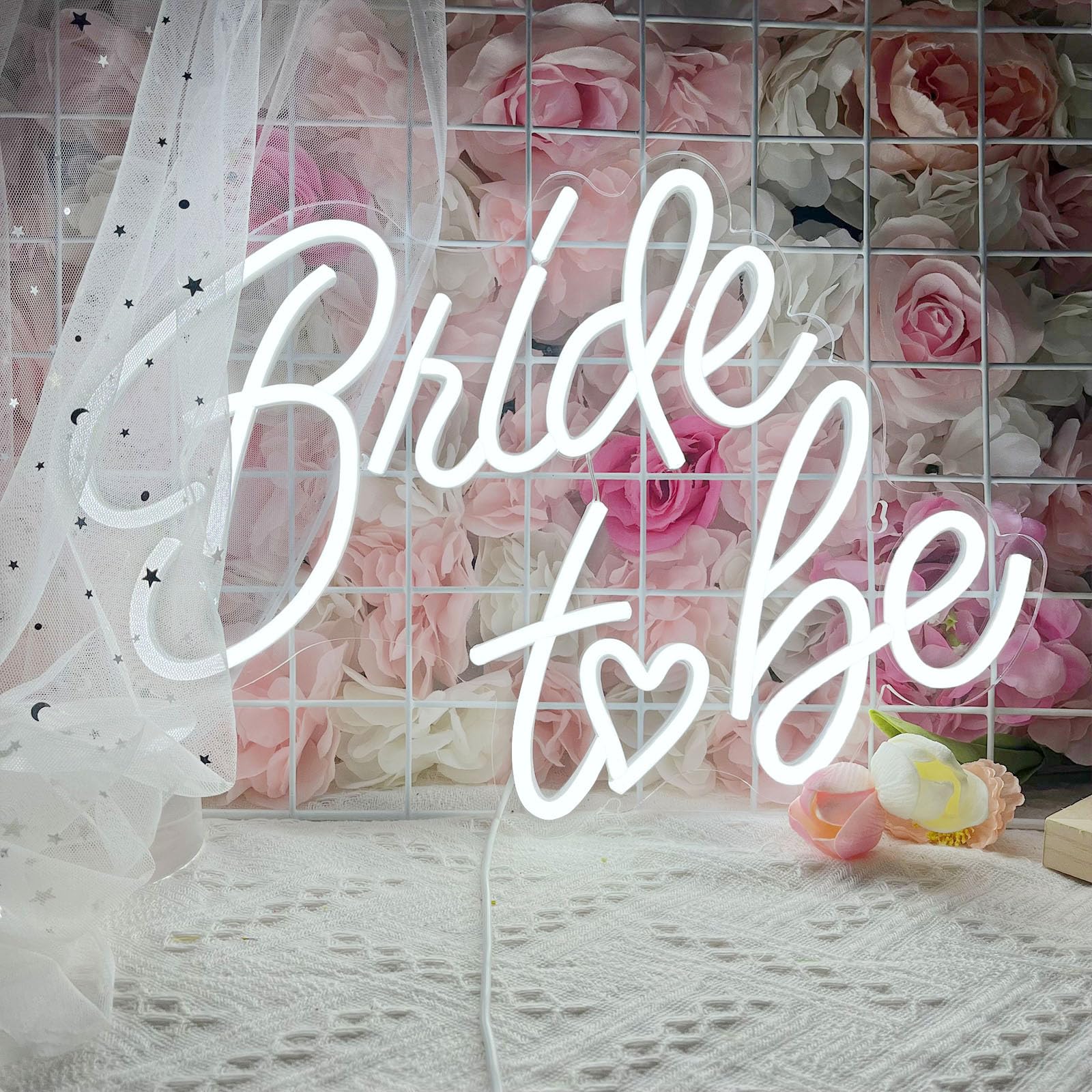 Bride To Be Neon Sign  White Led Neon Light Signs Usb Wedding Light Signs For Bridal Shower Bachelorette Engagement Party Backdrop With 15 Pcs Balloon