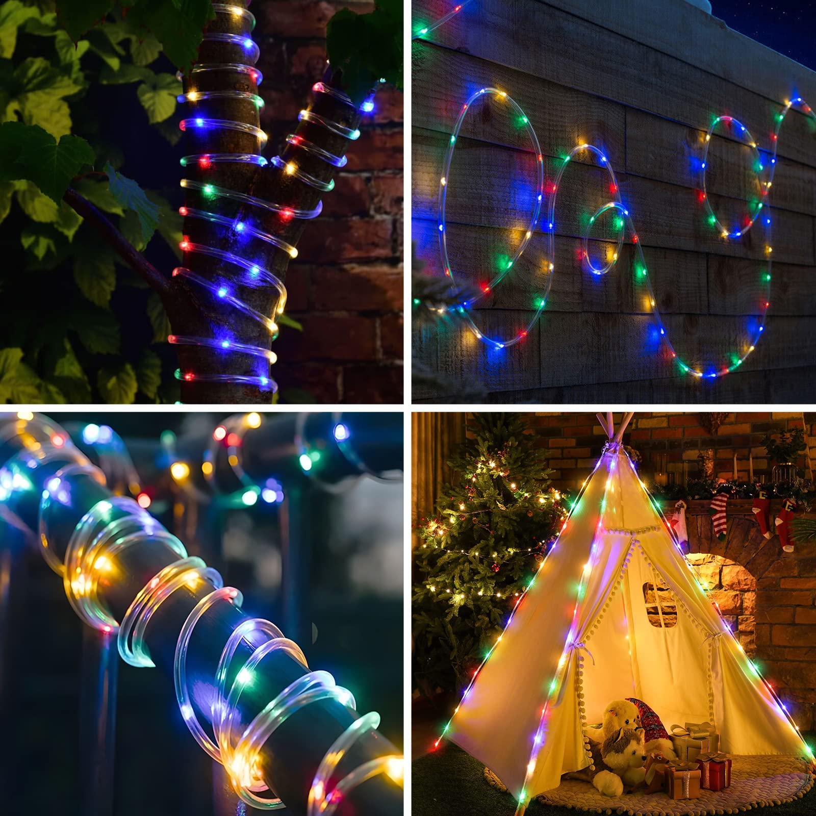 Ollivage LED Rope Lights, 40Ft Battery Powered, Multi Color, Waterproof, 8 Modes, Model RL-OV001, 1 Pack