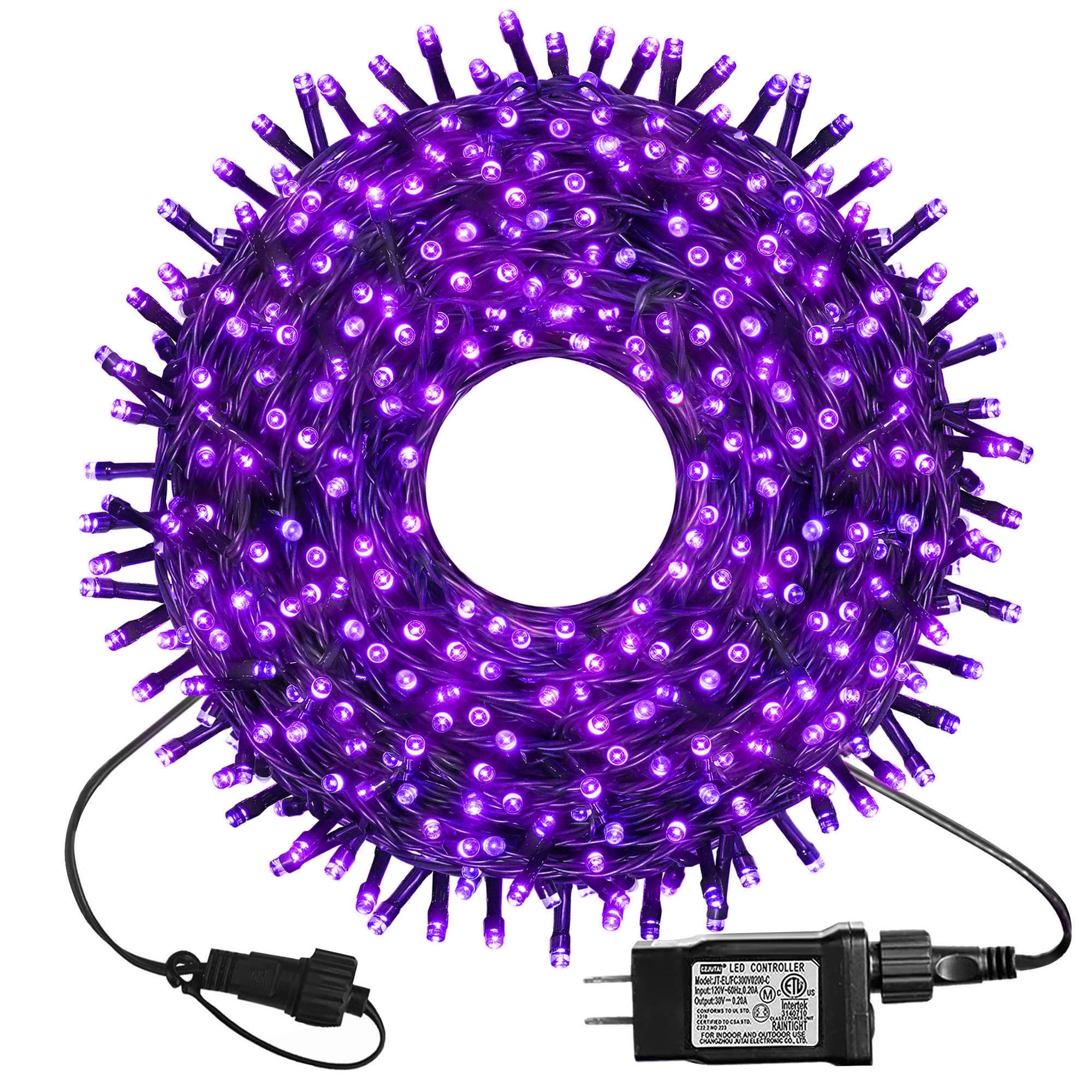 kemooie 300 LED Purple Fairy Lights, 99FT Connectable, 8 Lighting Modes, Waterproof, Halloween Christmas Party Decorations