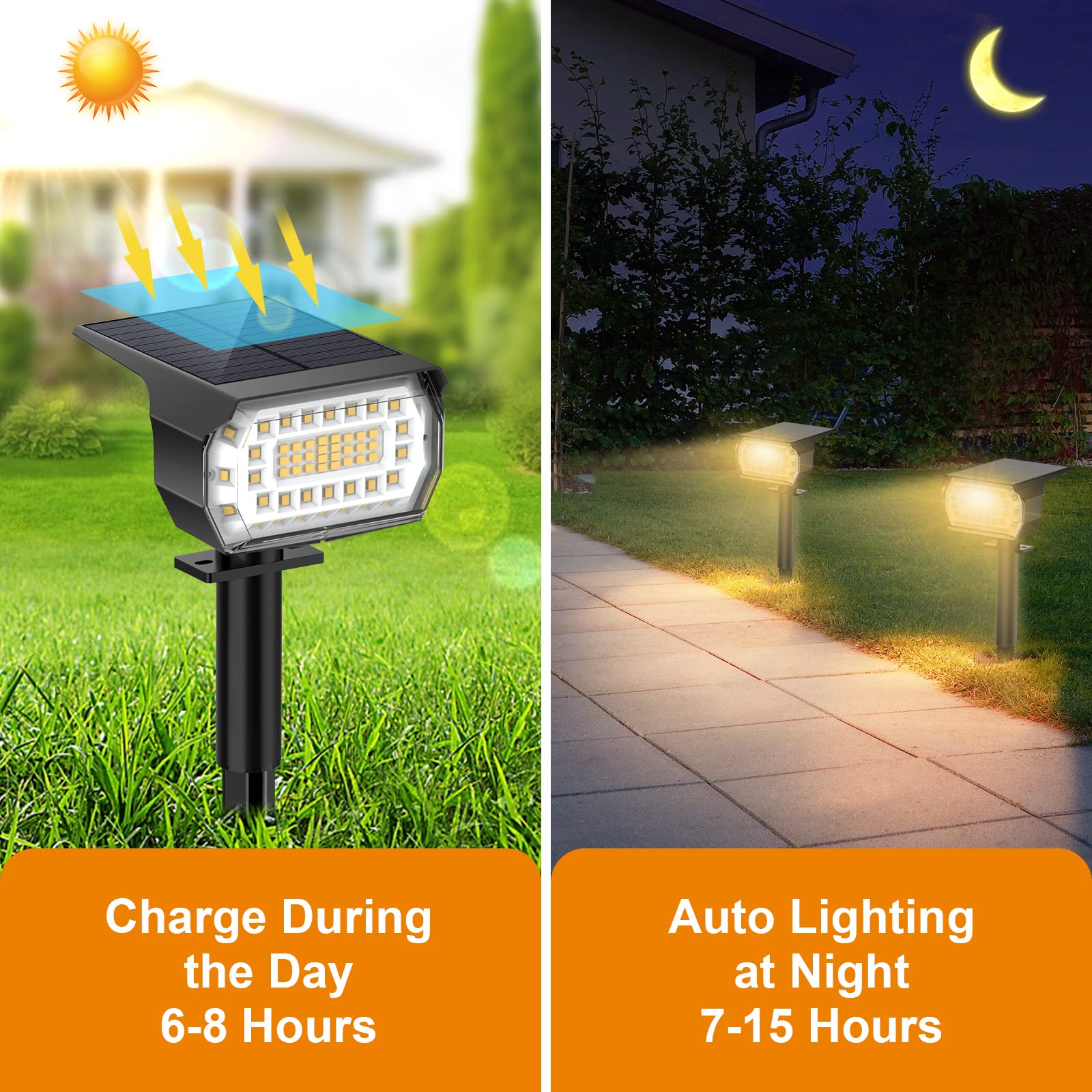LANSOW Solar Spot Lights Outdoor 2-in-1 IP65 Waterproof 57 LED 8 Pack Warm White Model HD-M-0031 for Yard Garden Pathway