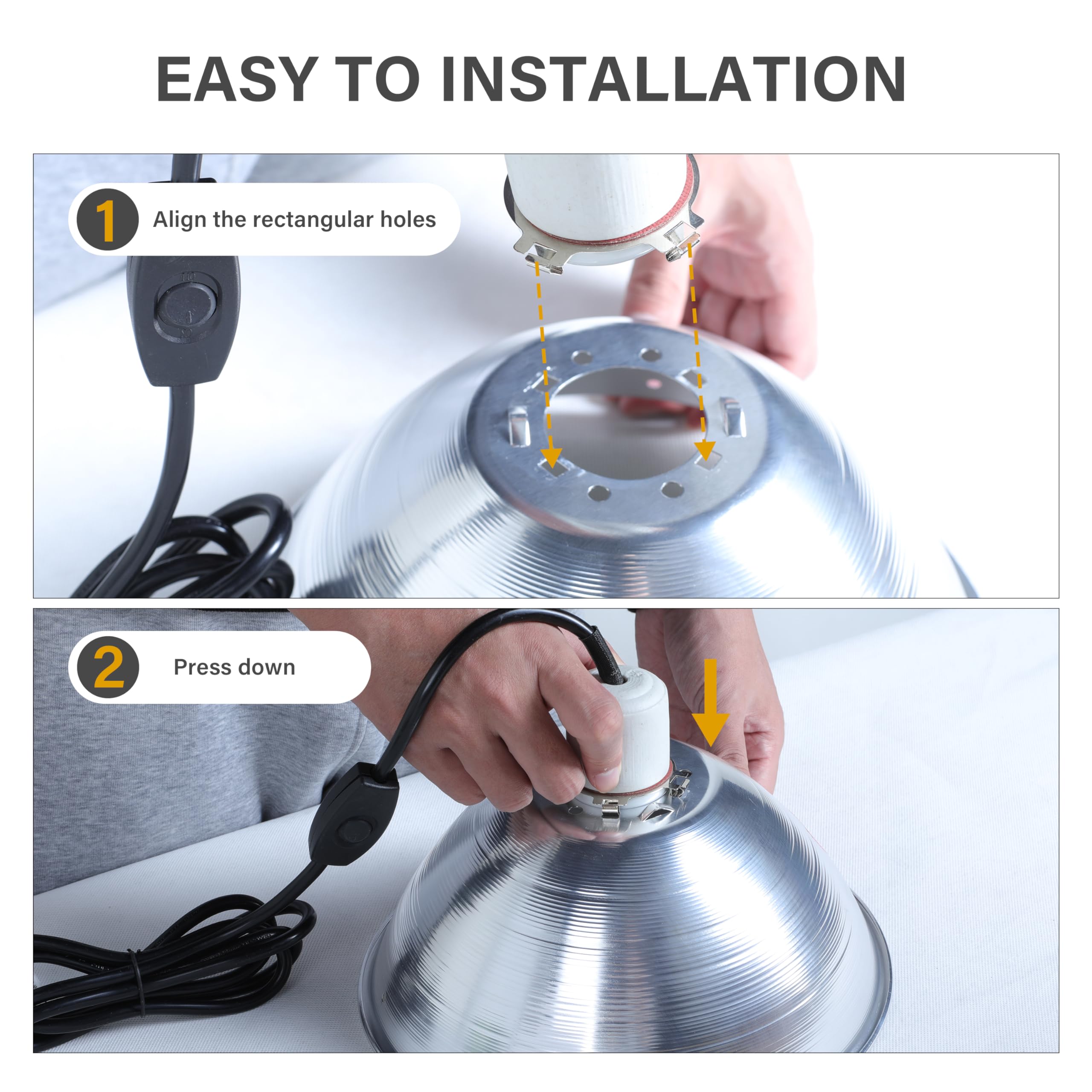 Simple Deluxe Clamp Lamp Light Socket With 10.5 Inch Aluminum Reflector And Bulb Guard, Suit For Max 250 Watt Lamp (No Bulb Incl