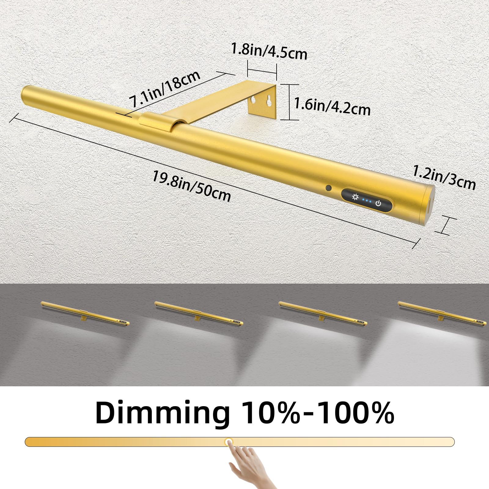 Kavedodu Battery Operated Picture Light, 19.7In Picture Lights For Wall Cct Dimmable Art Lighting For Paintings Wireless Battery
