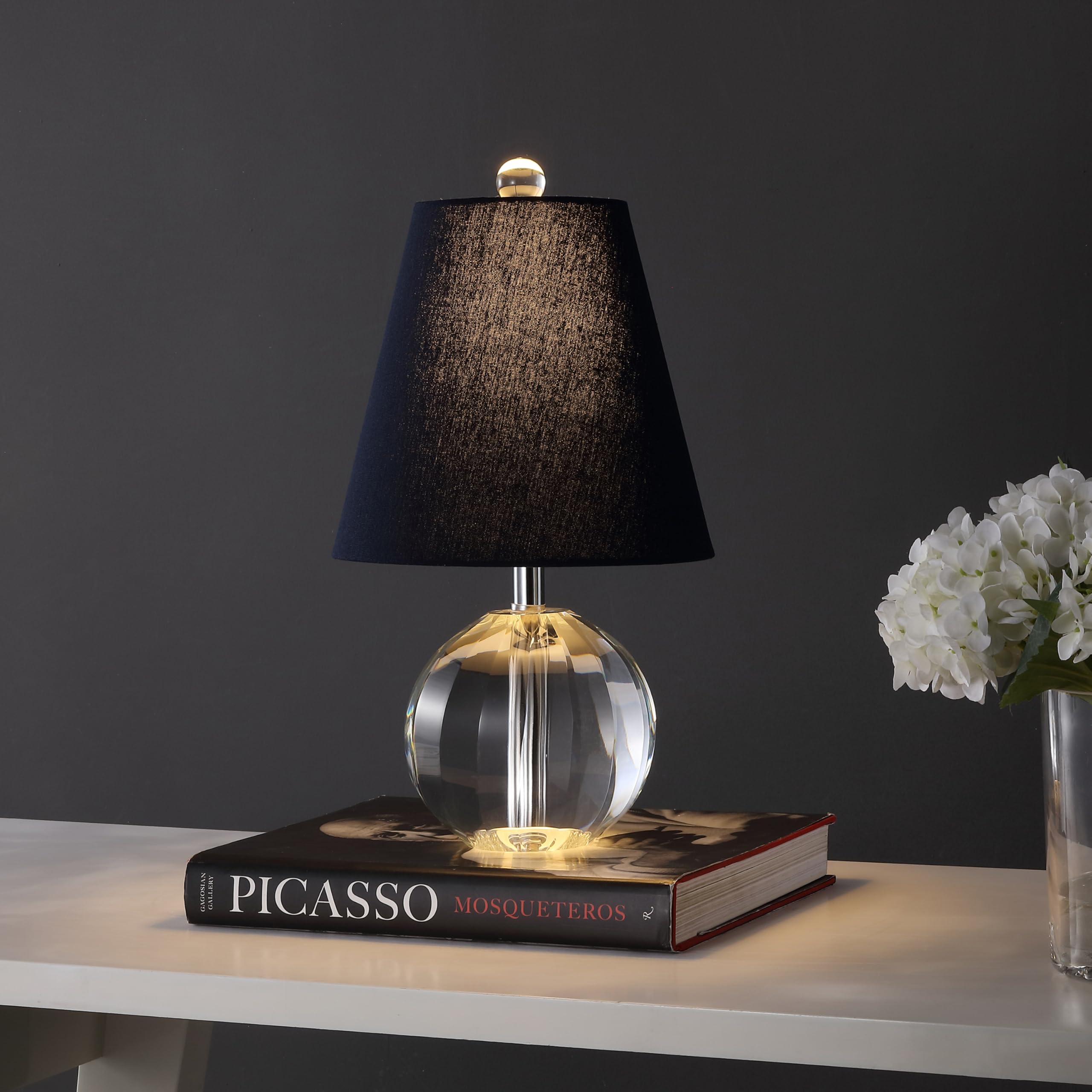 Jonathan Y Jyl2079D Goddard 16'' Crystal Ball/Metal Led Table Lamp For Bedroom, Living Room, Office, College, Book Case, Nightst