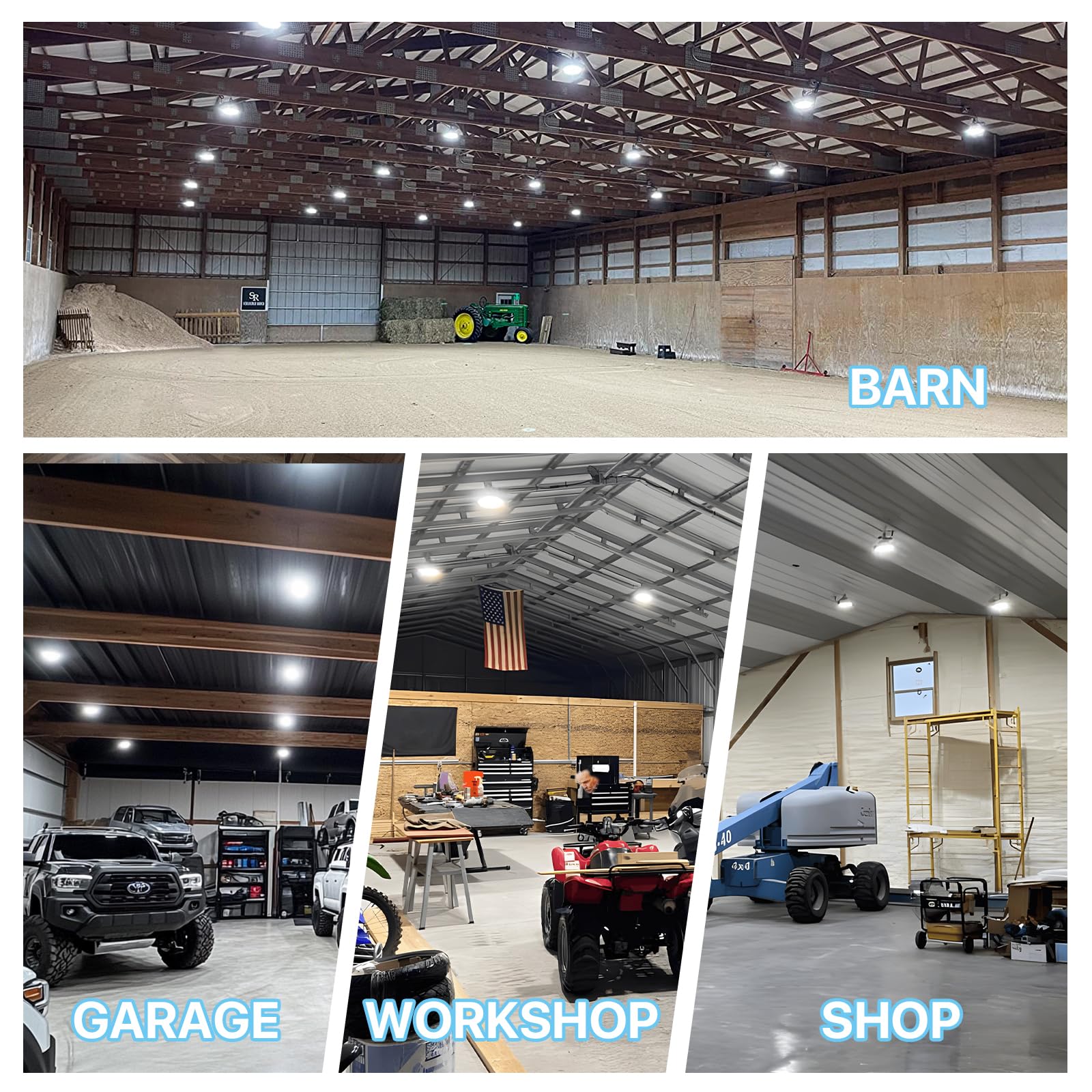 HYPERLITE 150W High Bay LED Shop Lights - 10-Pack UFO, UL-Listed, Black Aluminum for Warehouse, Barn, Factory, Supermarket Lighting