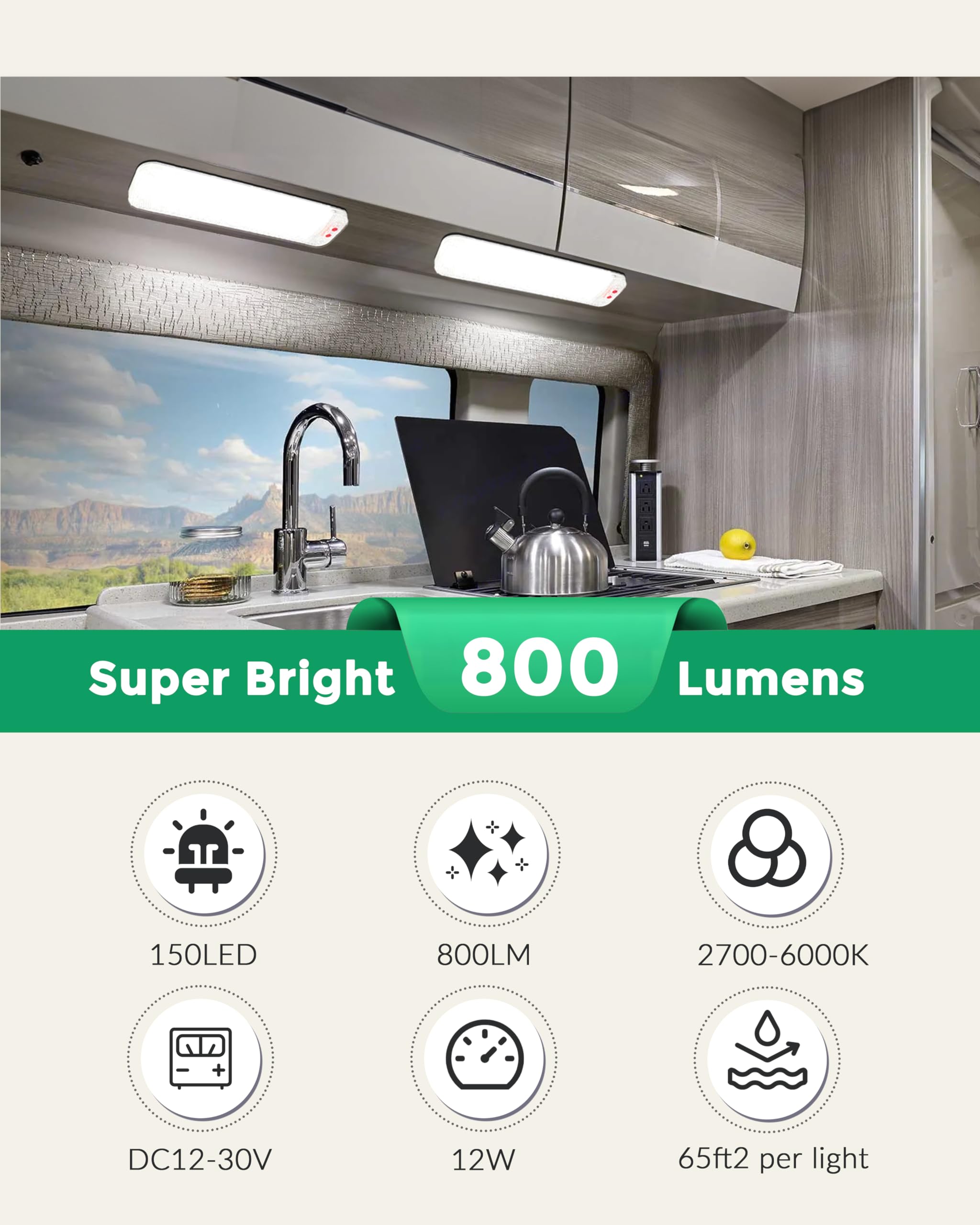 Mertturm 150Led 12V-30V Rv Lights Interior, 12 Volt Led Lights With 3 Colors&Dimmable Brightness, Ultra Bright Ceiling Dome Ligh