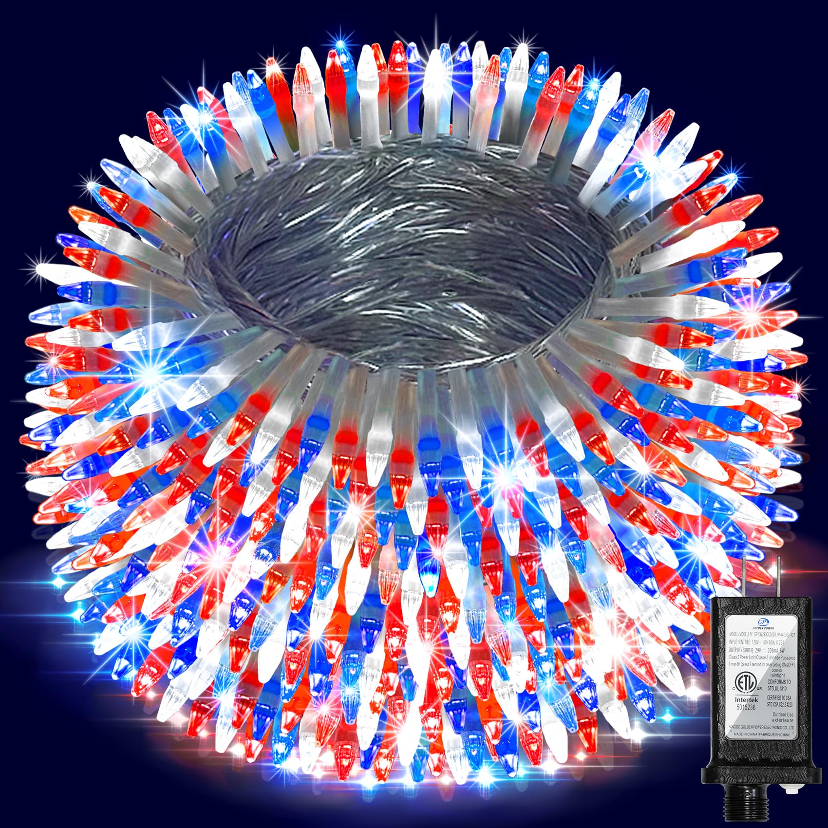 300Led Chrstmas Lights  75Ft Indoor Outdoor Christmas String Lights With 12 Modes  Red White And Blue Christmas Tree Lights With Timer Dimmable Connectable For Fence Garden Xmas Wedding Party Decor