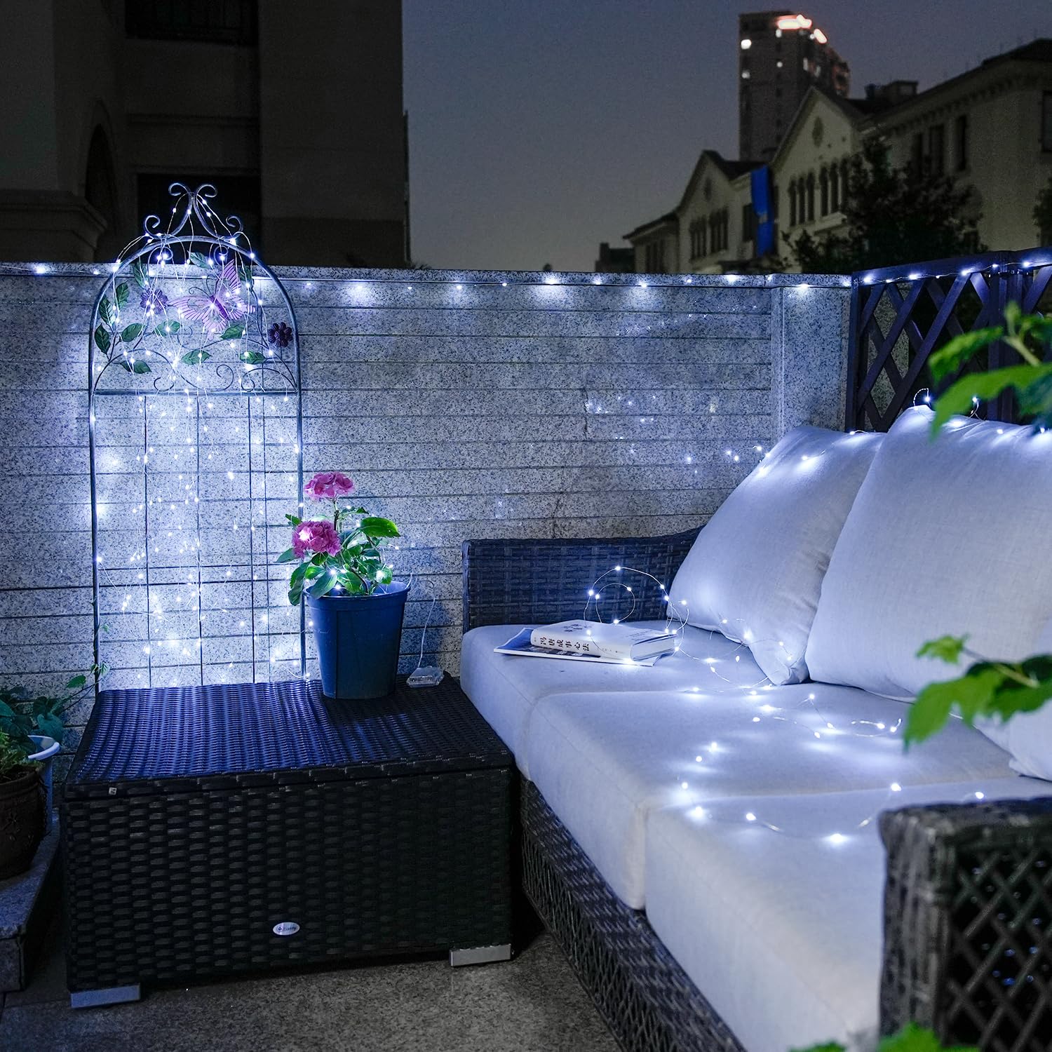 JMEXSUSS 200 LED Fairy Lights, 66ft White Waterproof Christmas Lights, 8 Modes, Model JMF-S-0200