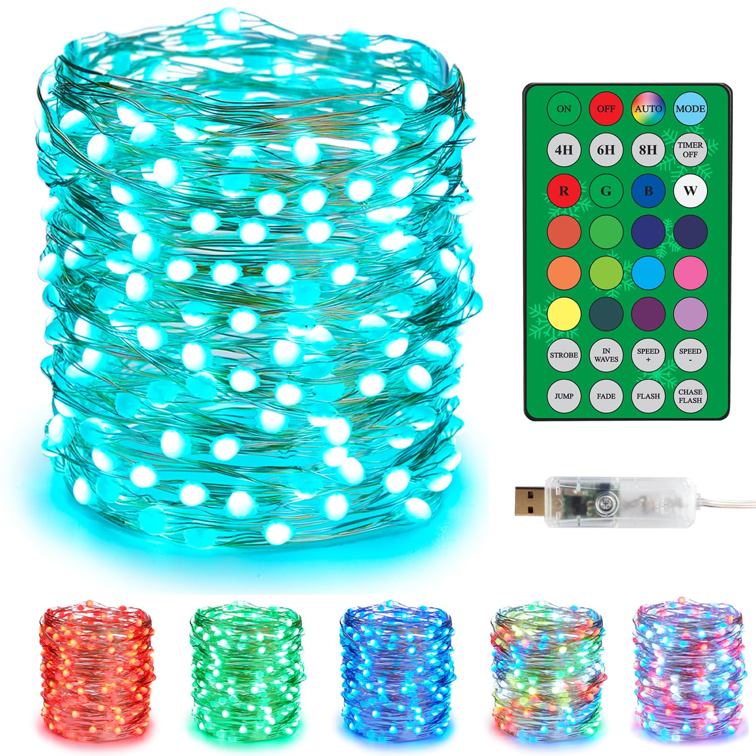 Color Changing Fairy String Lights, 33ft 100 LED Twinkle Lights with Remote & Timer, Multicolor Outdoor Christmas Lights for House Tree Holiday Party Wedding Bedroom Xmas Indoor Decor