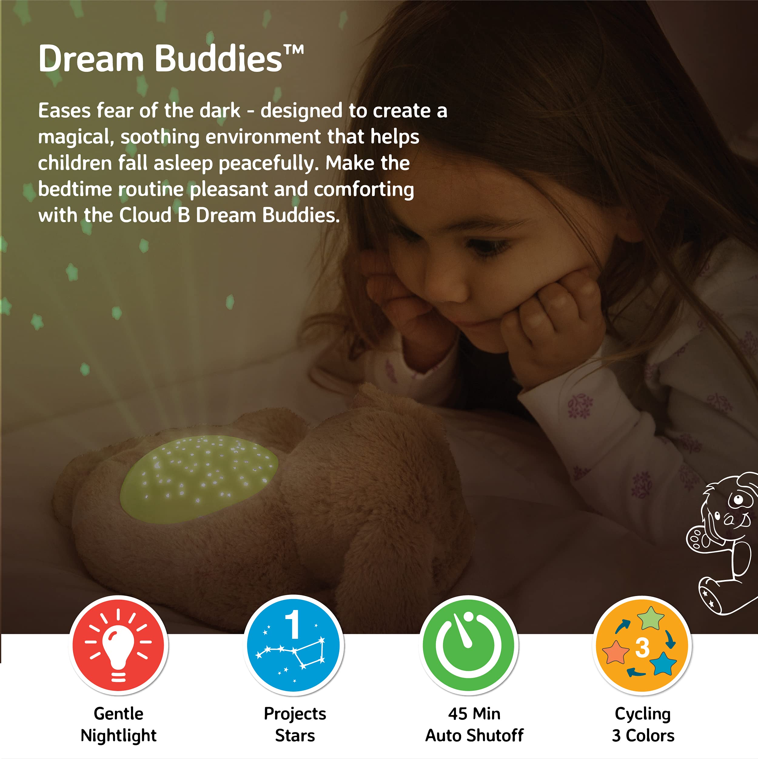 Cloud b Calming Mini Nightlight Star Projector | Gentle Brightness | 3 Colors | 1 Constellation | Auto-Shutoff | Dream Buddies P