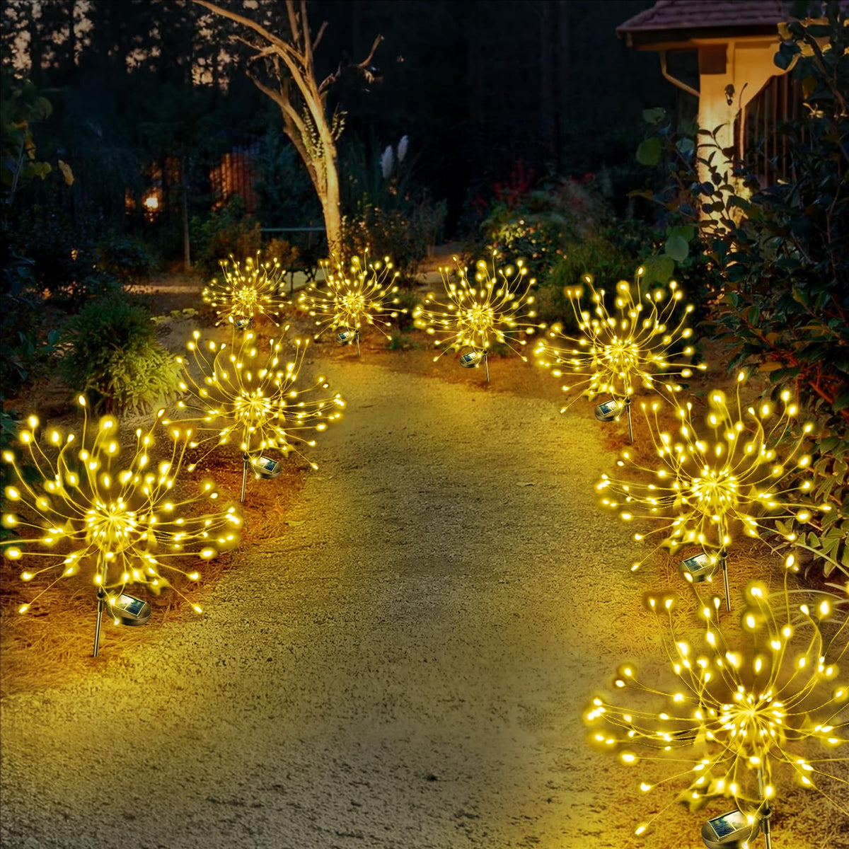 Anordsem Solar Lights Outdoor Waterproof: Garden Light Solar Powered For Yard Outside - Sparkler Fireworks Twinkle Lighting Path