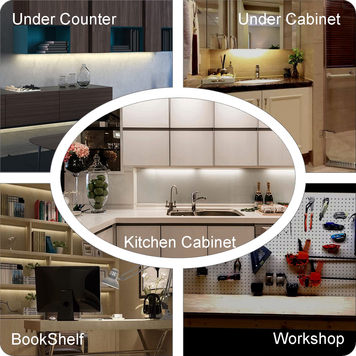 Ebd Led Under Cabinet Lighting Built-In Adjustable Cable & Splitter  Touch Counter Lights For Kitchen 6 Panels 3000K Warm White Super Bright Closet Light For Timer