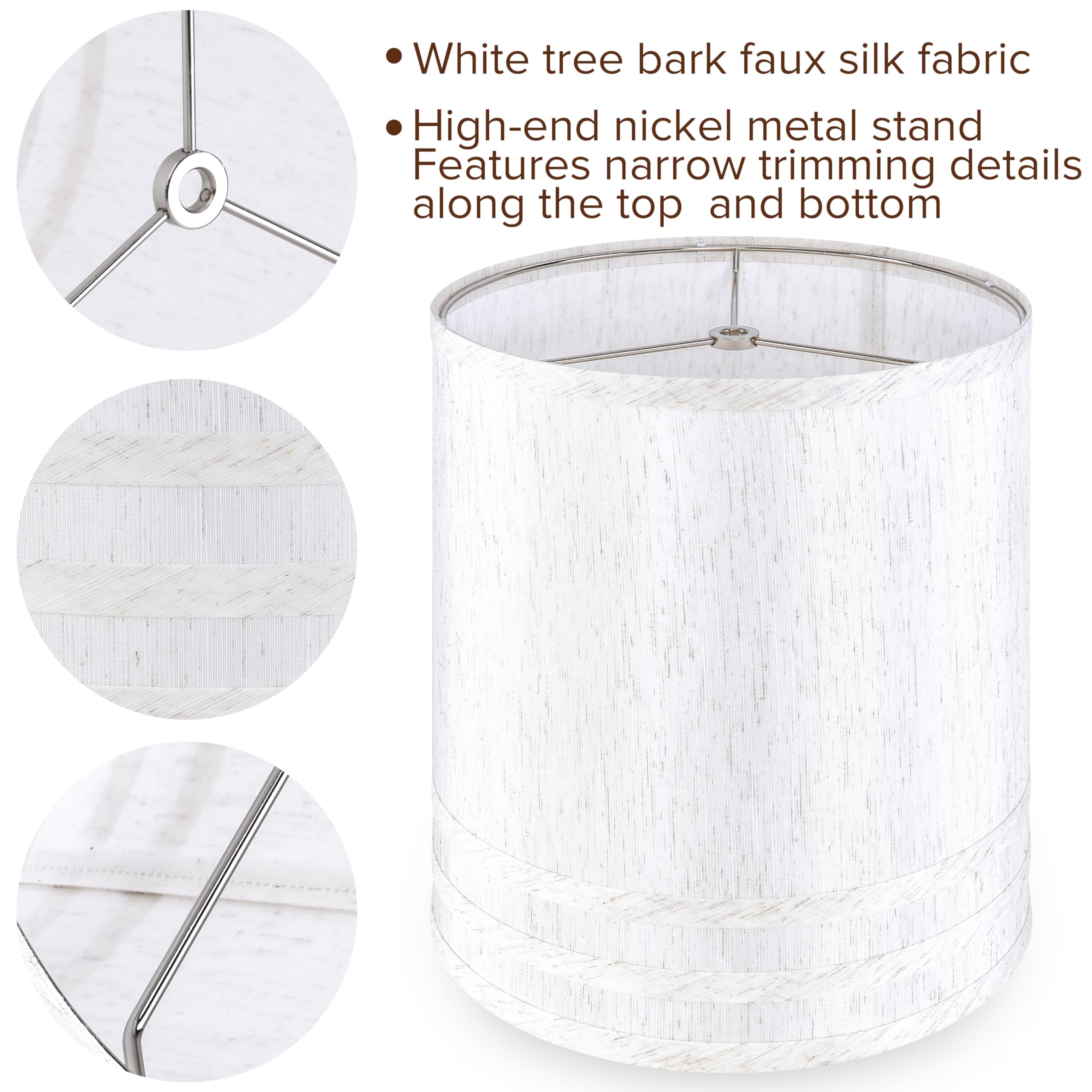 Jerhous Tall Drum Lamp Shades Set Of 2 Light Beige Tree Bark Textured Linen Lamp Shade 10Top X 10Bottom X 11.8High(Spider)