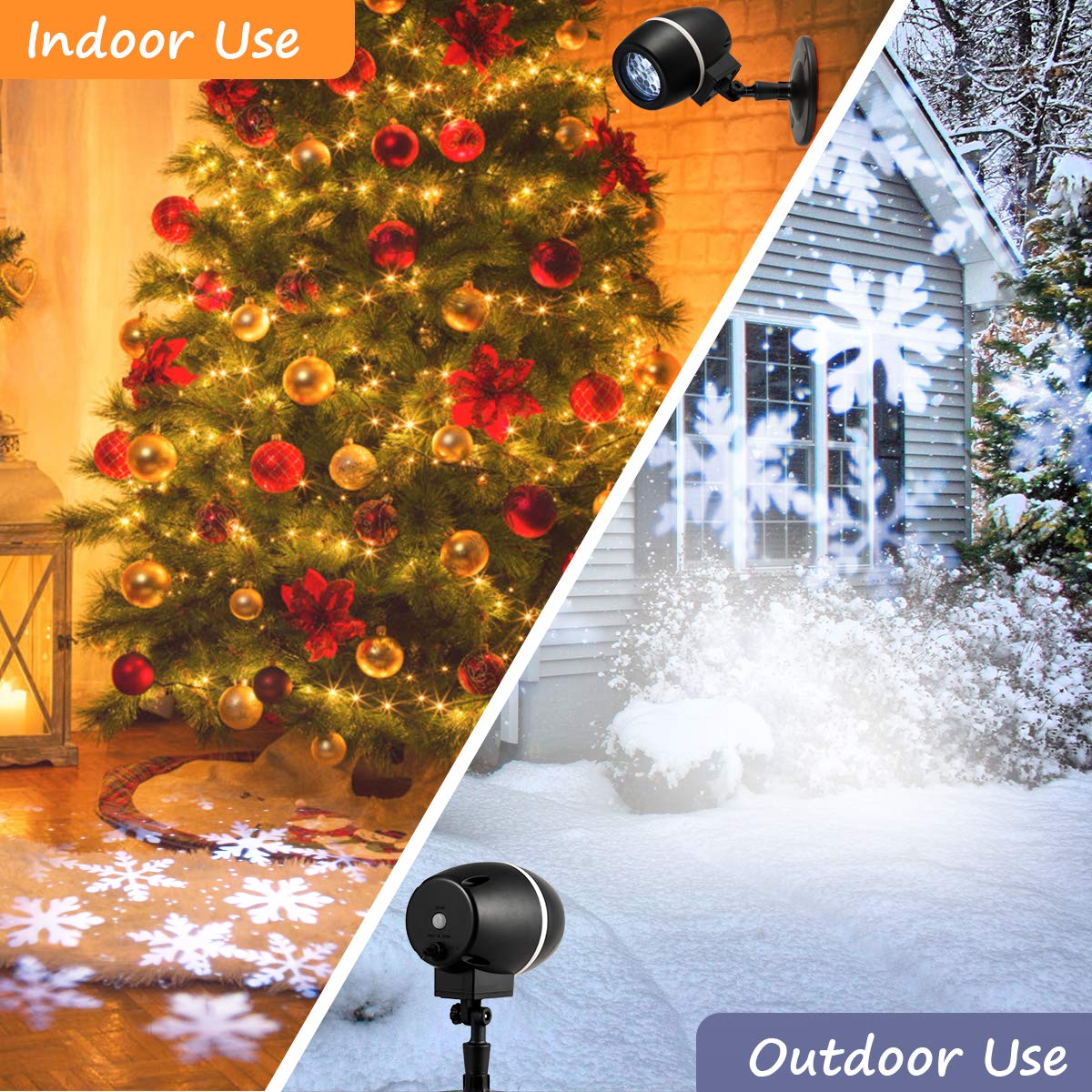 Tangkula Christmas Snowflake LED Projector Lights, Remote Control, 5.5in x 5.5in x 13.5in, ABS Material, Model GT-TK-US84742