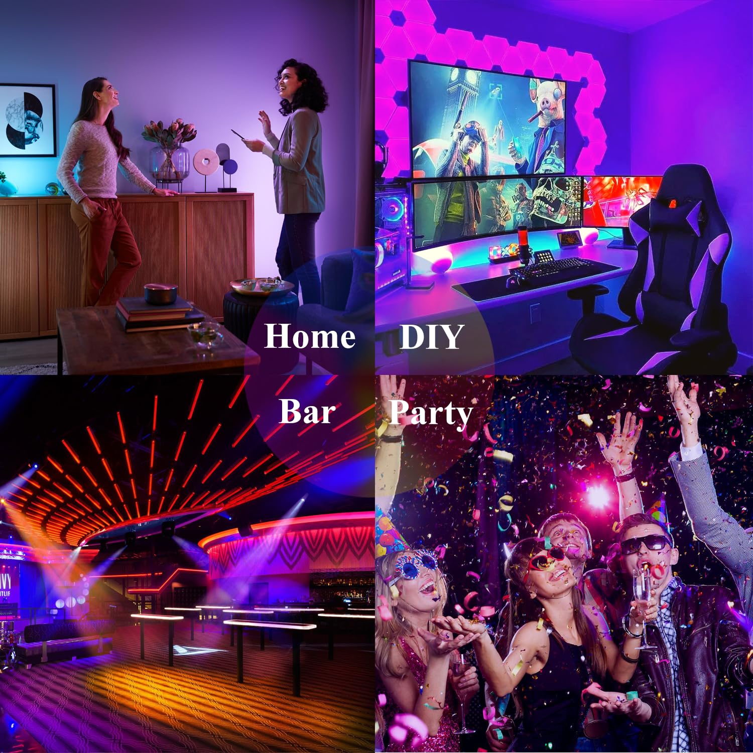 hyrion LED Strip Lights 100ft, SMD 5050 RGB Color Changing with 44 Key Remote, Dimmable for Bedroom, Living Room, Kitchen