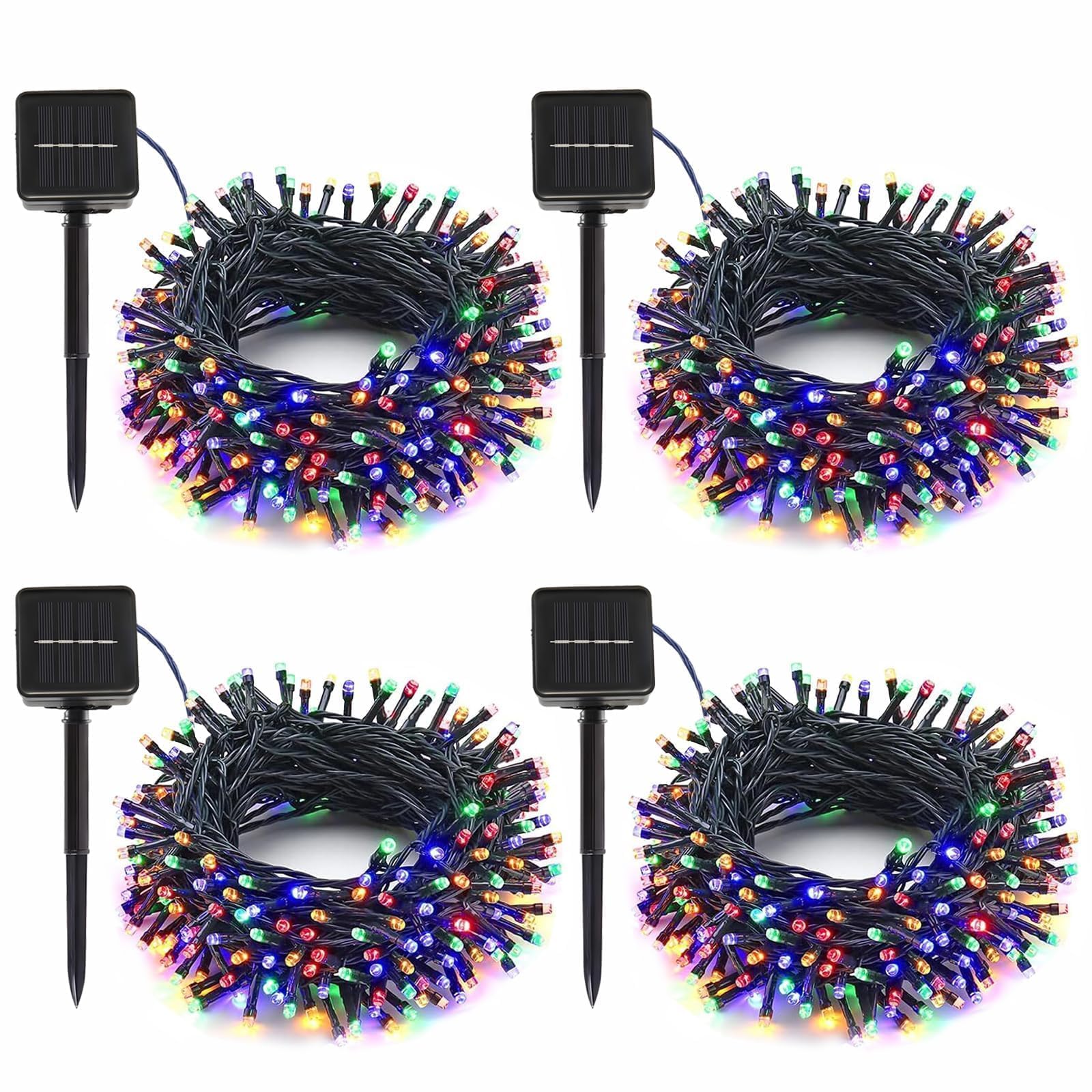 SyouHome Solar String Lights, 400 LED, 156Ft, 8 Modes, Waterproof, Multicolor, 4 Pack