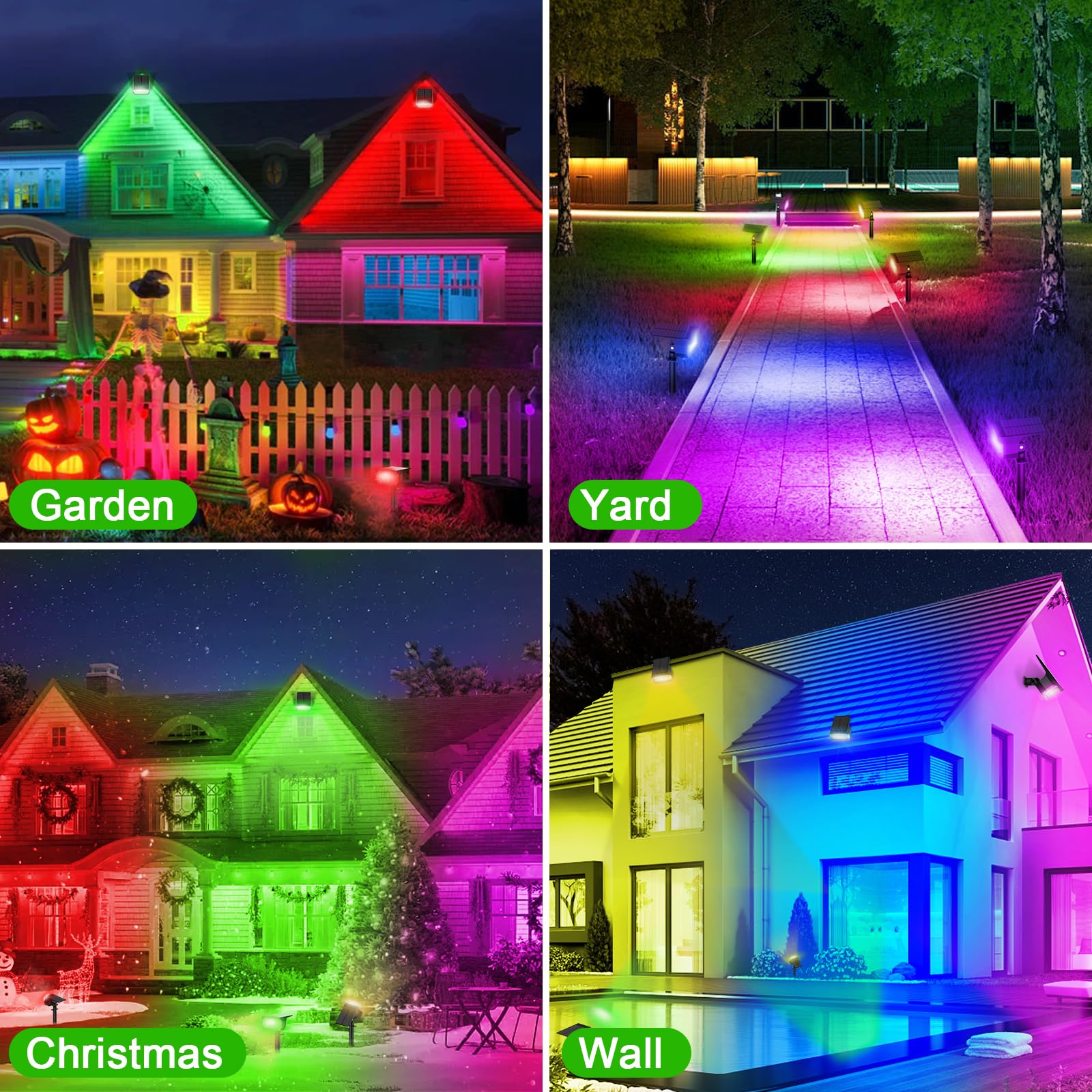 LANSOW Solar Spot Lights Outdoor, 8 Pack Color Changing, Waterproof Landscape Lighting for Yard Garden Pathway