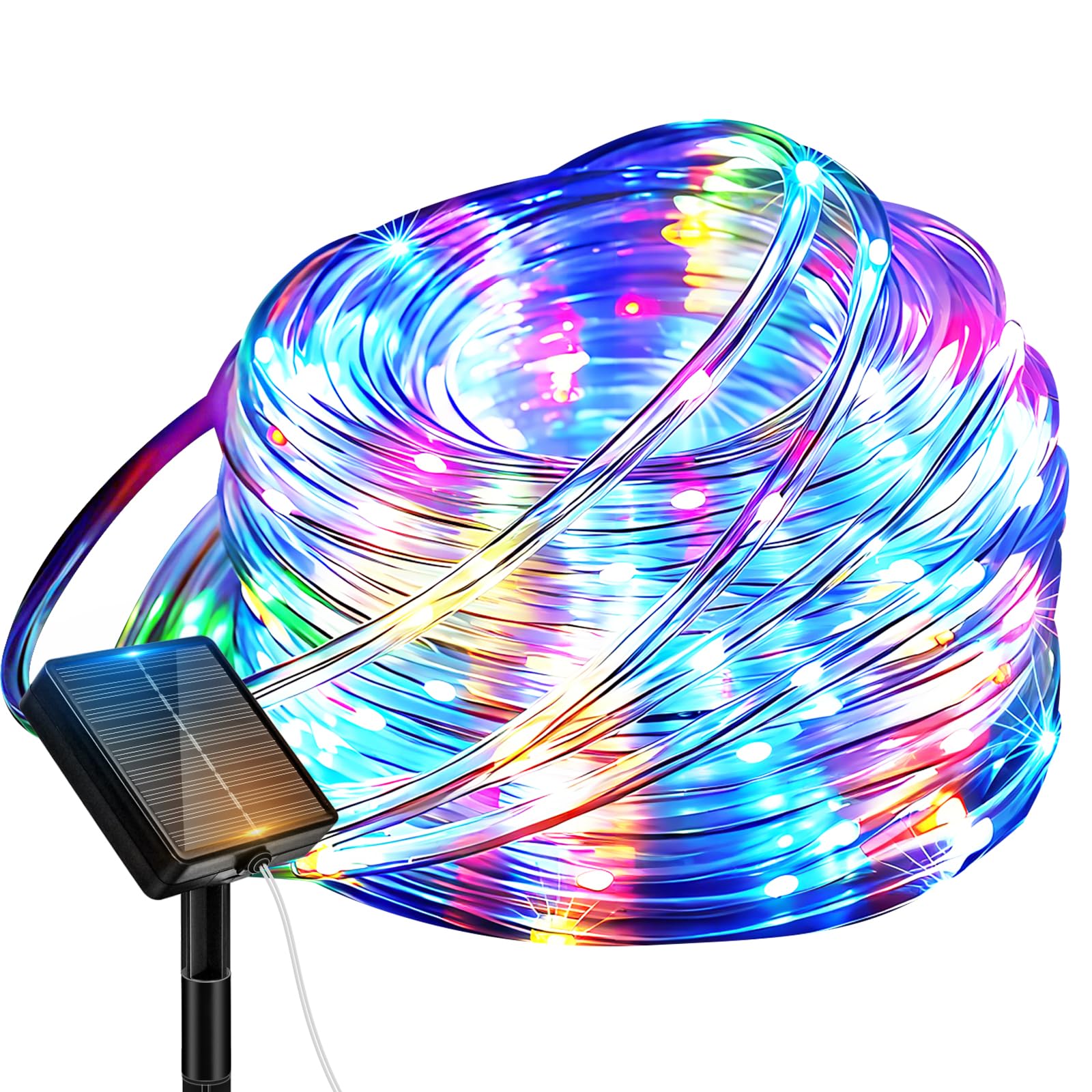 Btfarm Solar Rope Lights Outdoor  120Led 46Ft Solar String Lights Outside Waterproof  8 Lighting Modes Tree Tube Fairy Light Solar Powered For Garden Christmas Yard Party Decorations  Multicolor