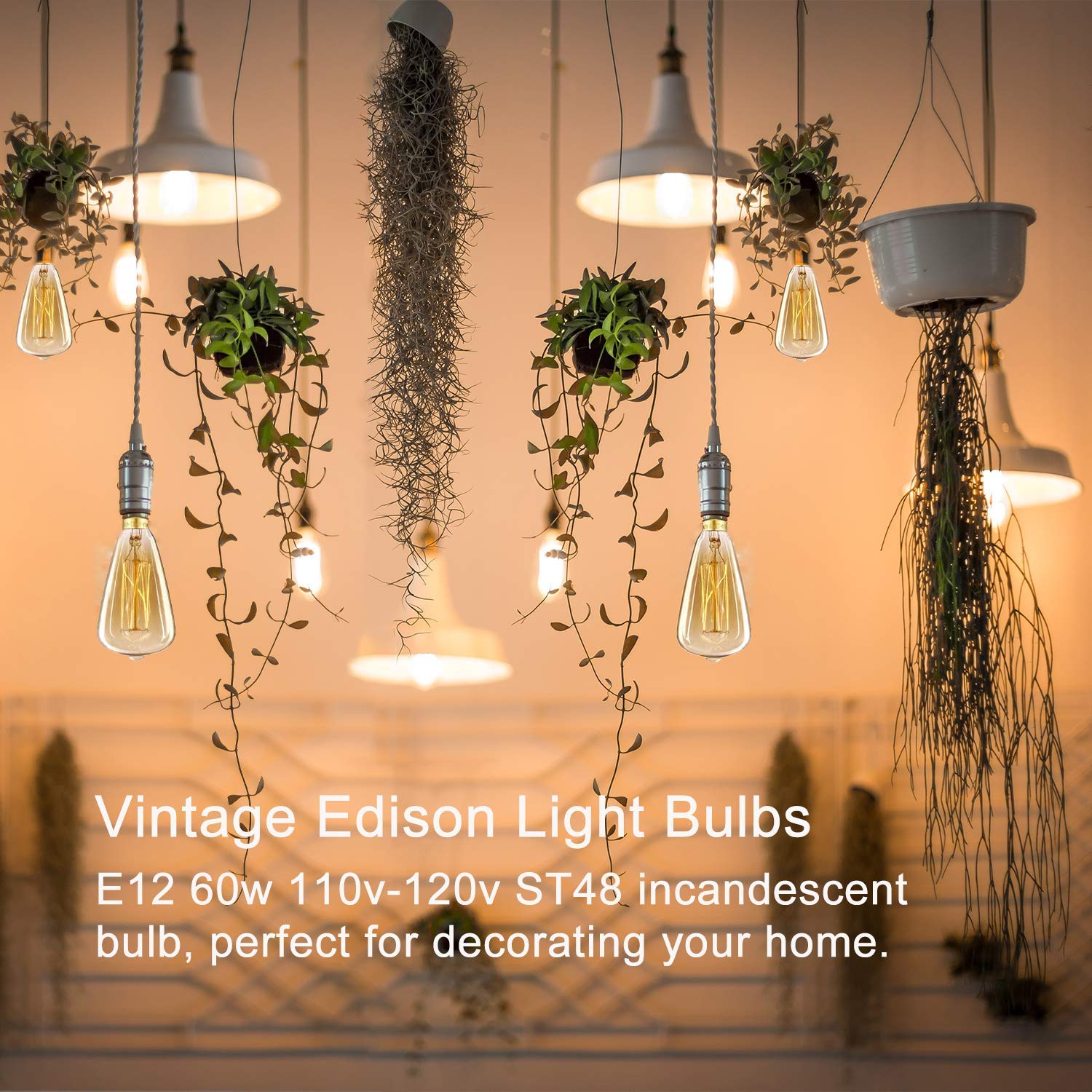 New Orange Heart 6-Pack Vintage Edison Light Bulbs, 60W Dimmable, Amber Warm, E12 Candelabra