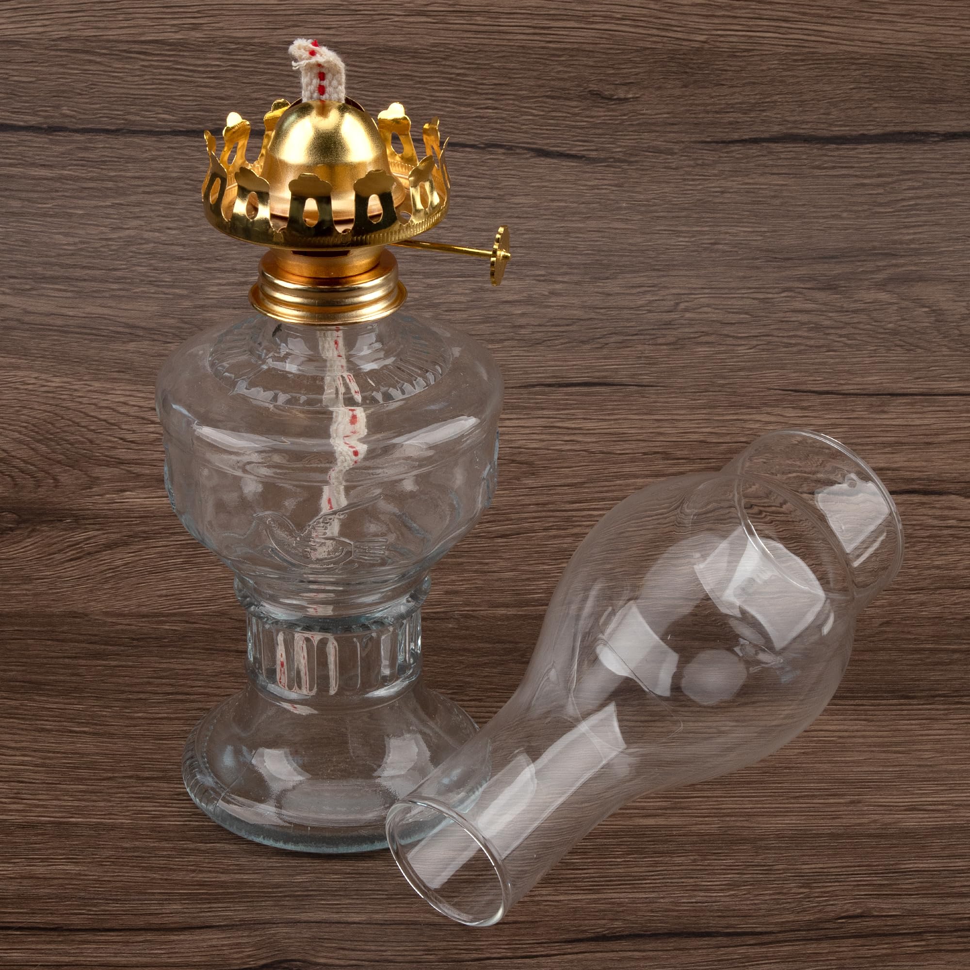 RAHATA Small Oil Lamp Chimney, 6.5 Inch Transparent Glass Shade, Kerosene Lamp Replacement, Clear, Model M-LAMPSHADE