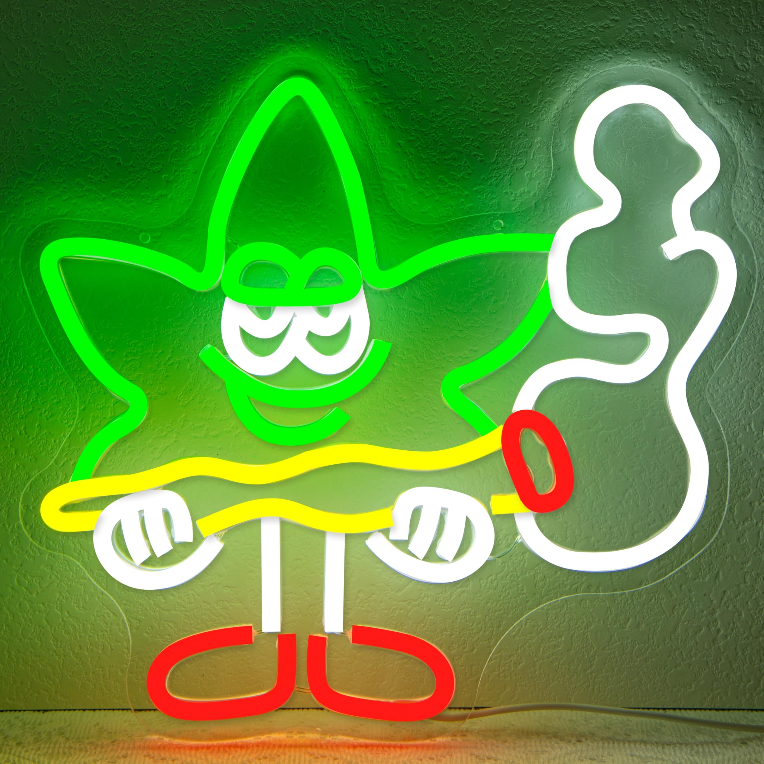 Geeinar Neon Sign - Cartoon   Green Leaf LED Wall Decor, Dimmable Acrylic Light for Bedroom, Living Room, Bar, Club