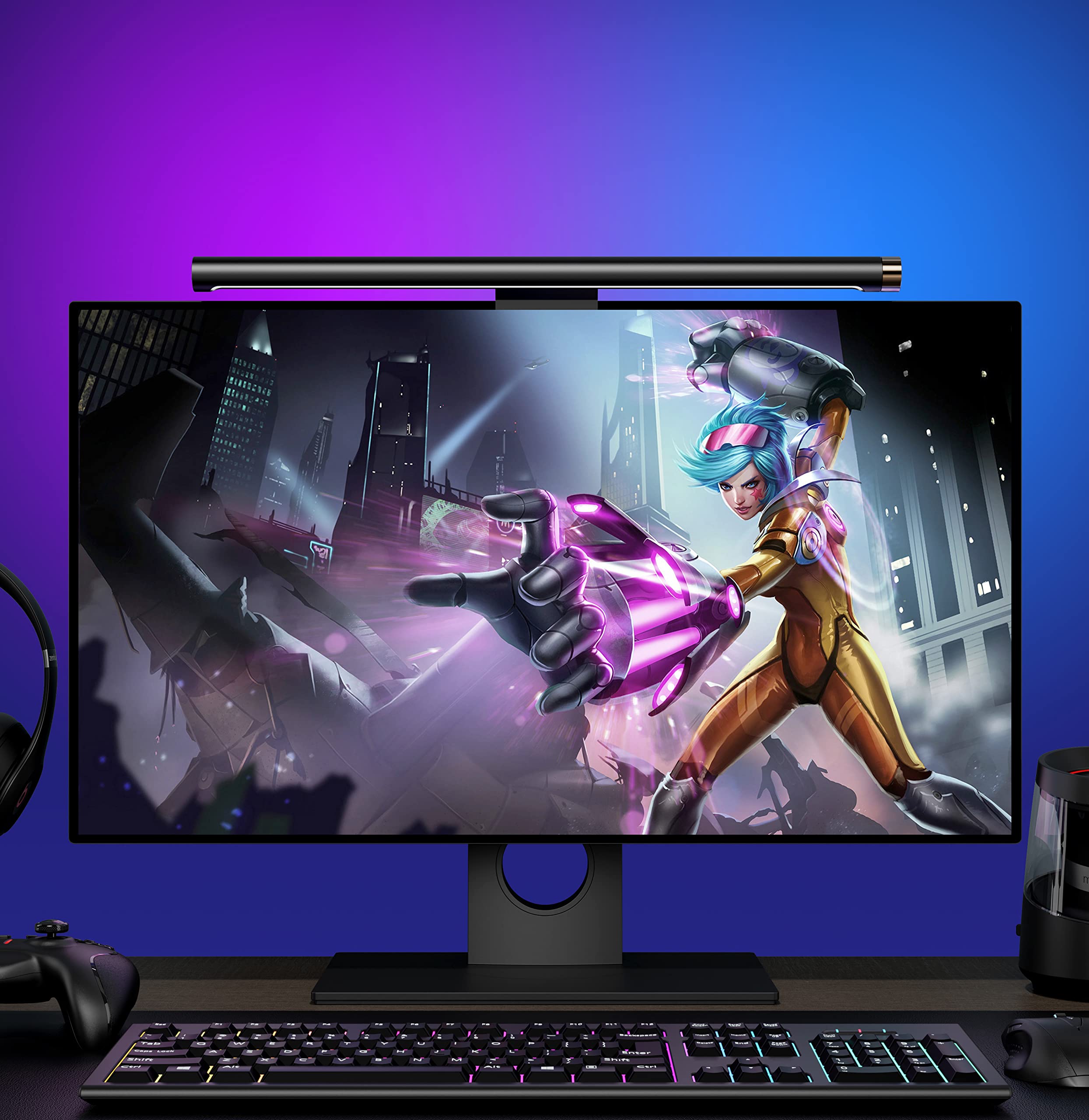 Monitor Light Bar With Rgb Backlight, Flat/Curved Screen Bar Reduce Eye Strain Monitor Lamp Usb Powered Led Desk Lamp 17.7 Inch