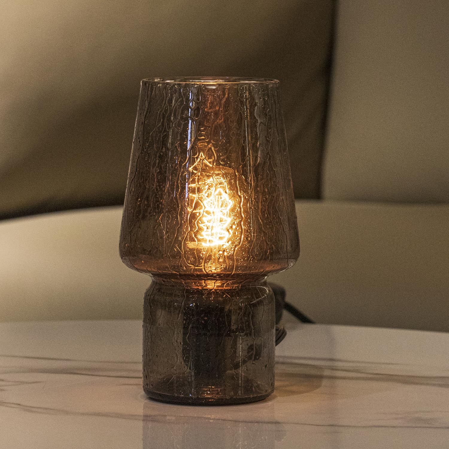 Sureyond Mushroom Lamp,Small Table Lamp,Mini Lamp Cute Lamp Nightstand Lamp Kitchen Lamp Glass Lamp,Translucent Raindrop Lamp,Suitable For Bedrooms, Kitchens, Bedside, Girl Gifts(Black)