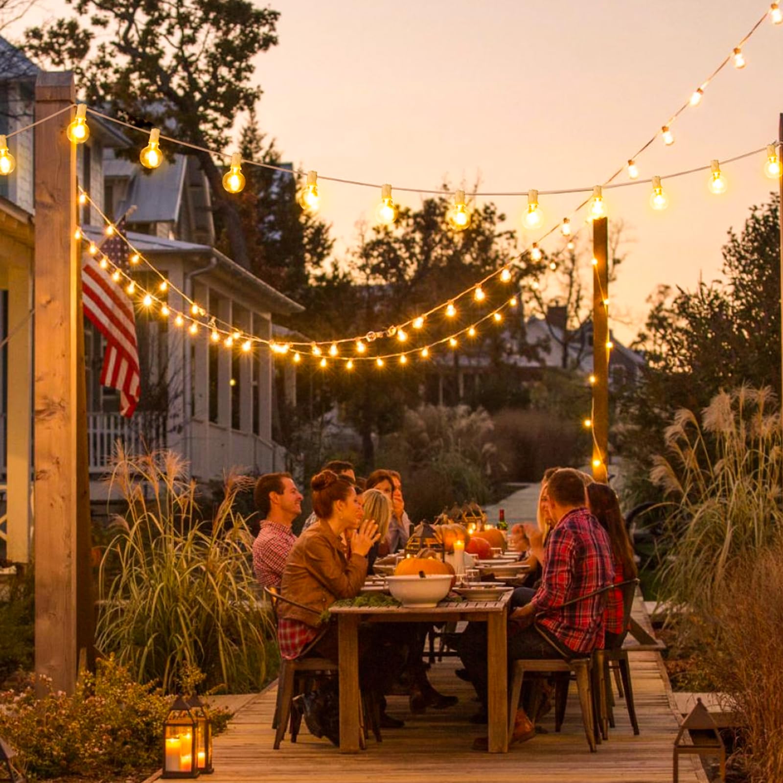 Mlambert 200Ft(2X100Ft) Led Outdoor String Lights, Dimmable G40 Globe Patio Lights With 100+5 2700K Waterproof Bulbs For Balcony