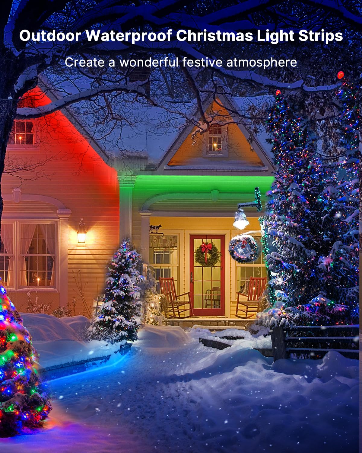 Mulivid Waterproof Outdoor Led Strip Lights,100Ft Led Lights Ip65 With App Control And Remote,Rgb Color Changing Waterproof Led