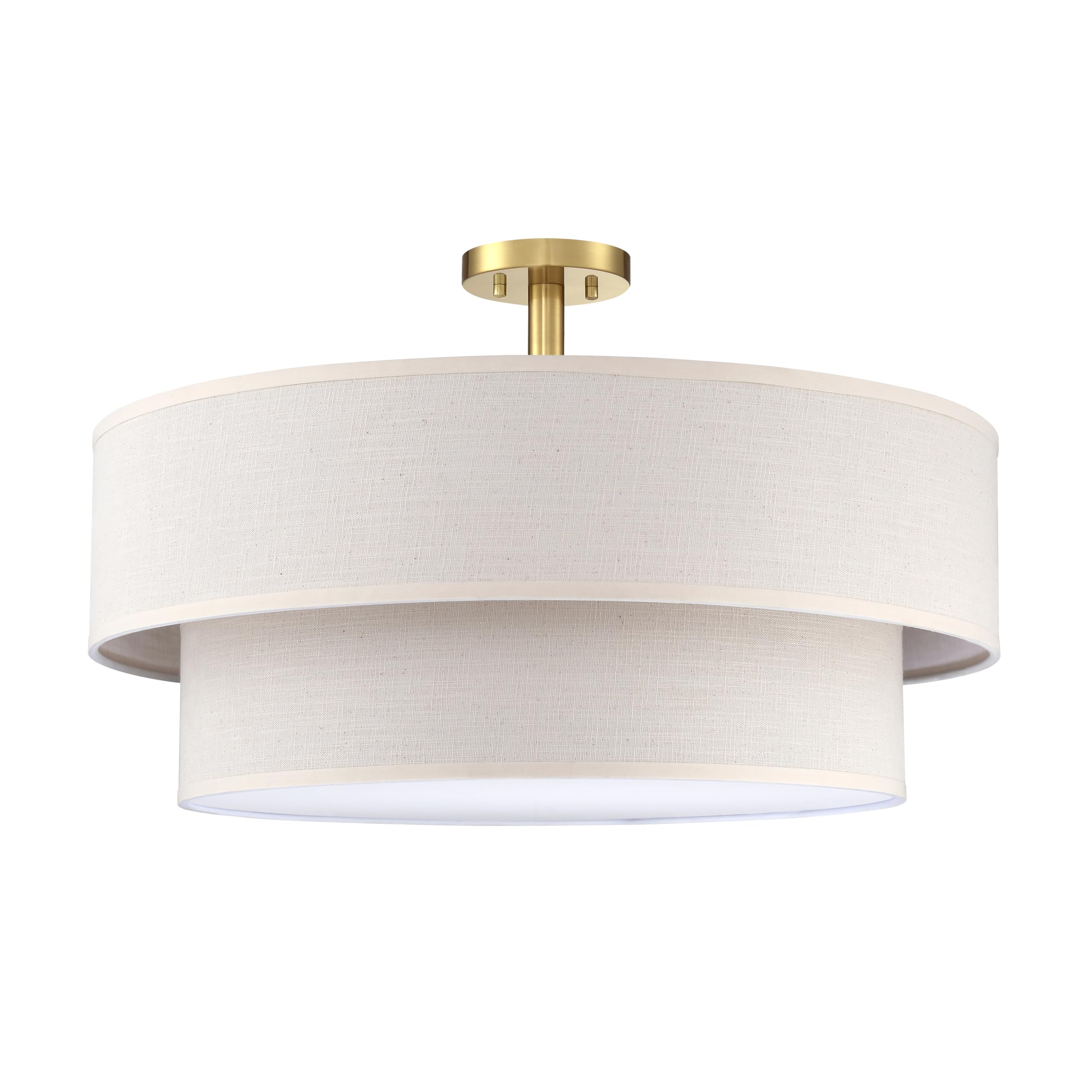 Dolaimi House 5 Light Semi Flush Mount,Close To Ceiling Light Fixture,Linen Fabric Shade Brushed Bronze Finish 22 Inch Semi Flus