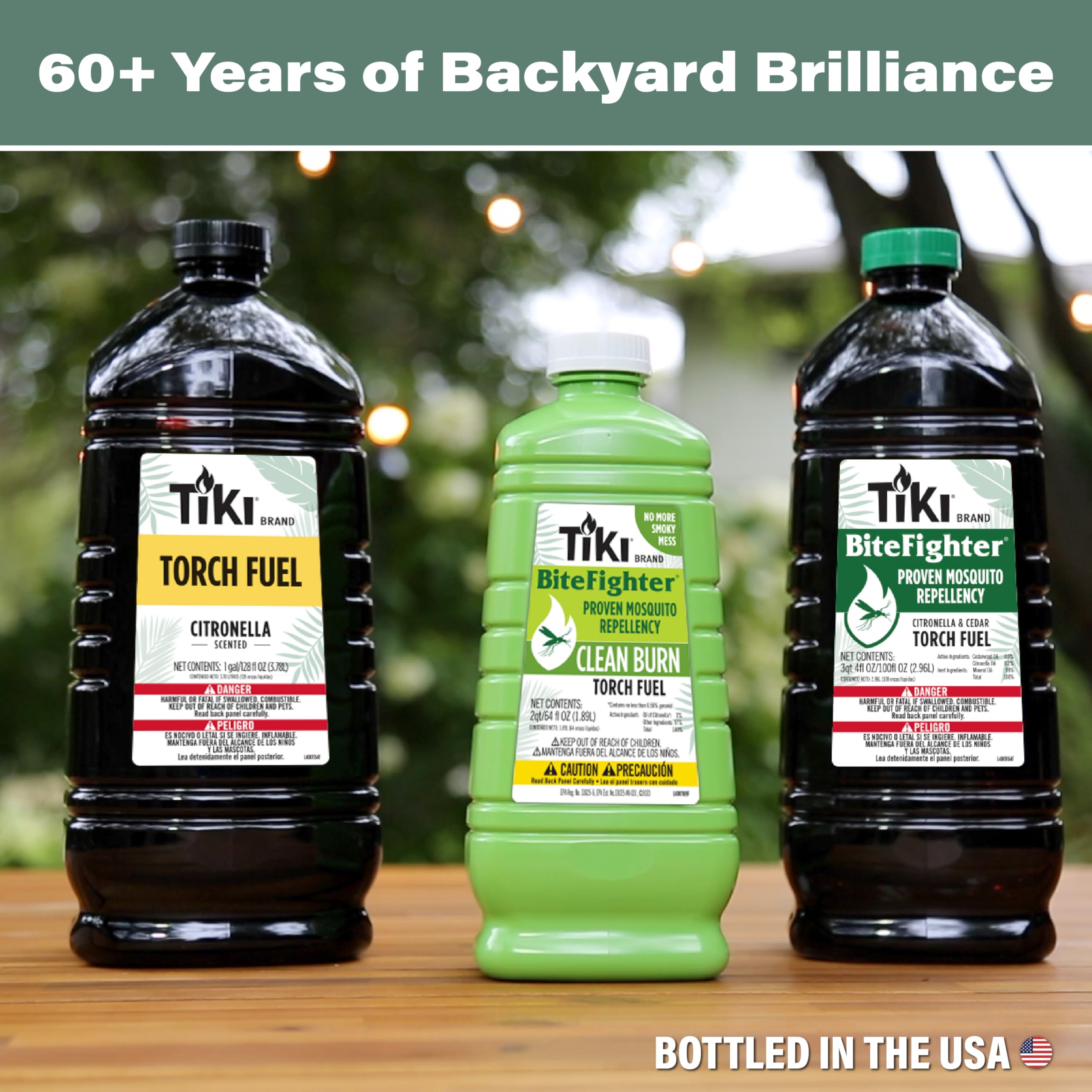 TIKI Citronella Torch Fuel - 1 Gallon, Long-Lasting for Outdoor Torches, Black, Model 1216151