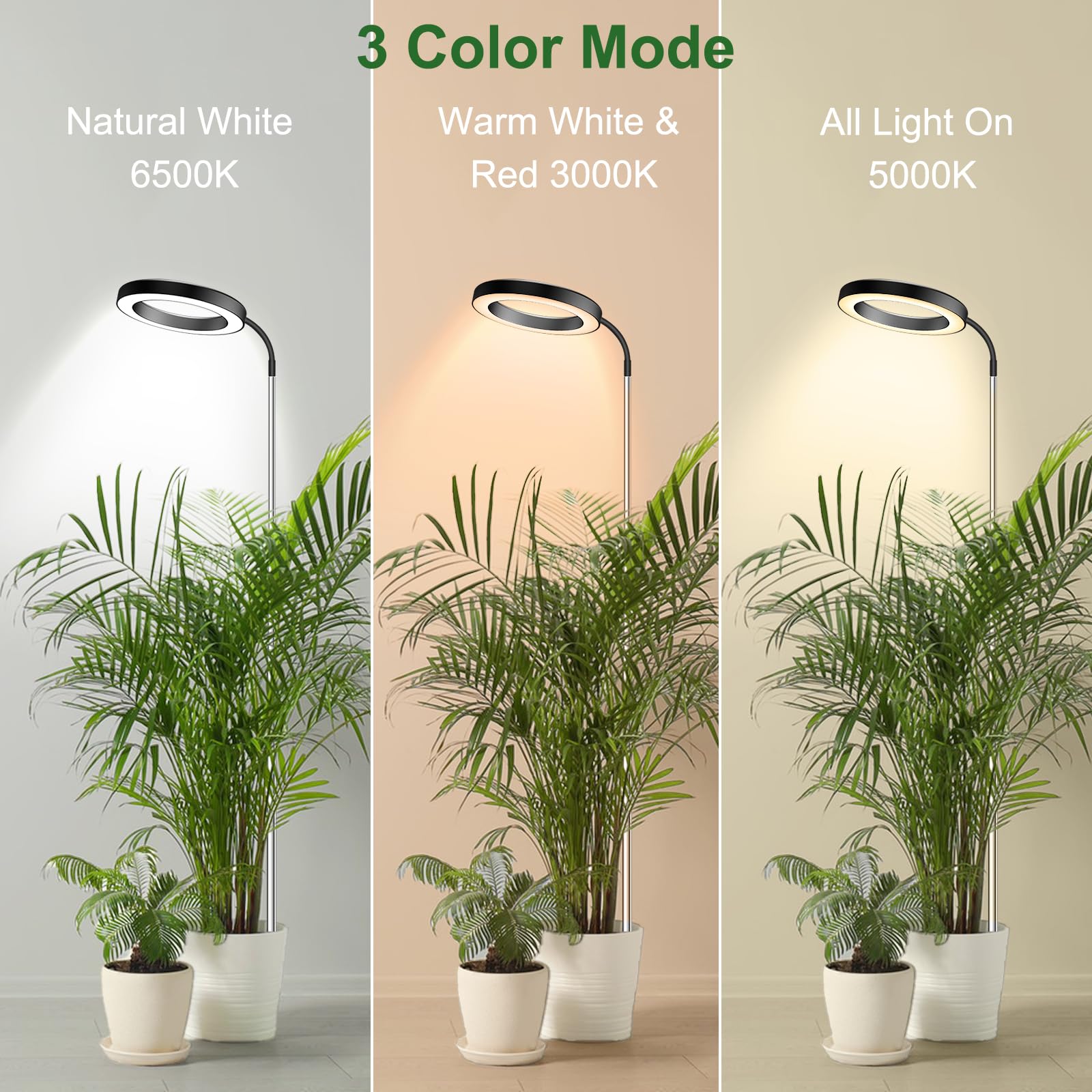 wolezek Grow Lights for Indoor Plants, 80 LEDs Full Spectrum, 65in Height Adjustable, Black Pair, Model BL-B20B-2