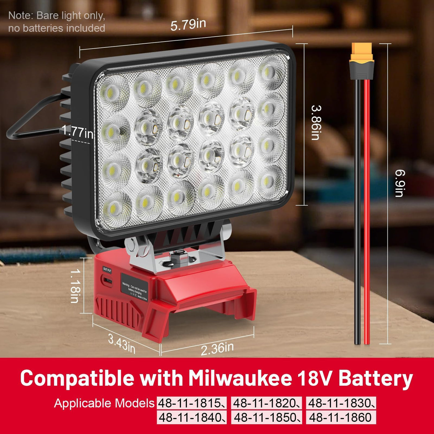 Cordless LED Work Light Compatible with Milwaukee 18V Battery, 72W 7200LM LED Light with Dual USB &Type-C Port, Flashlight with – Lightsdaddy Cordless LED Work Light Compatible with Milwaukee 18V Battery, 72W 7200LM LED Light with Dual USB &Type-C Port, Flashlight with – Lightsdaddy