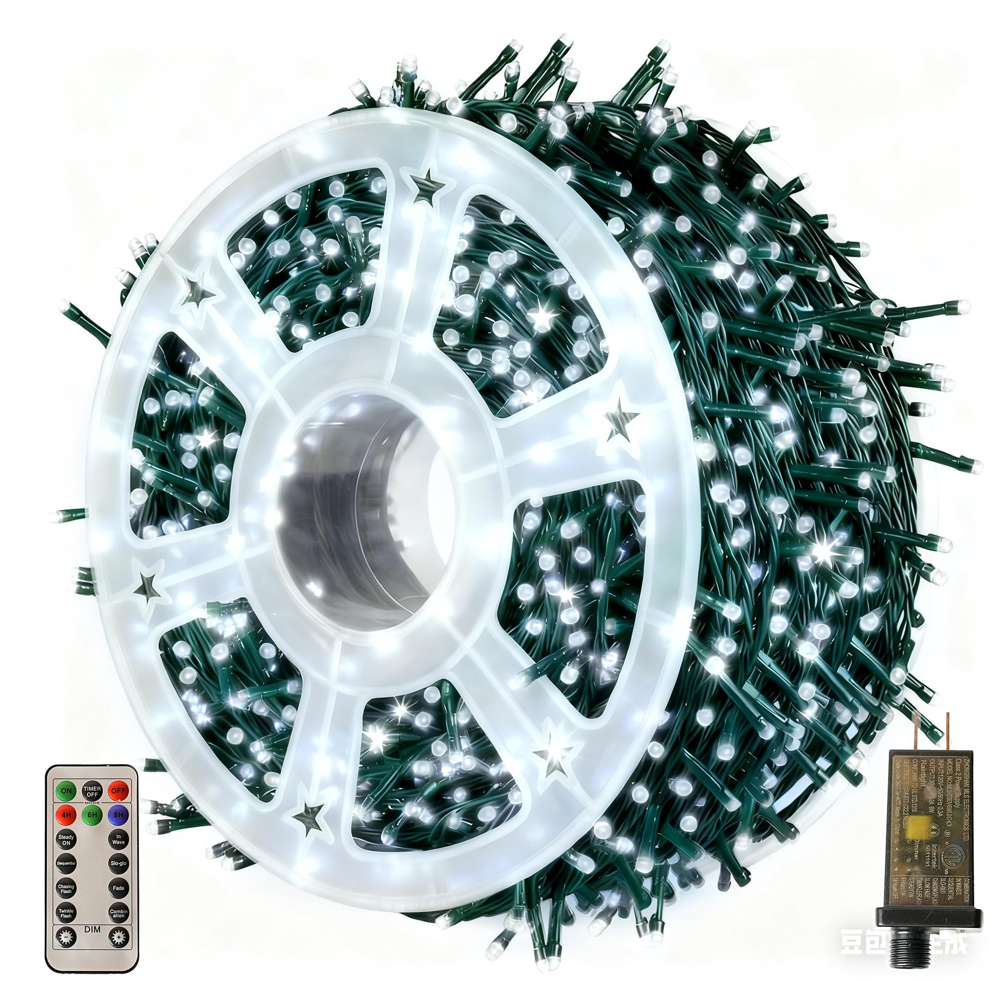 Domolli Christmas Lights 1000 LED IP67 Waterproof Cool White 328 FT with Remote Control 8 Modes & Timers Model ZYB1000C