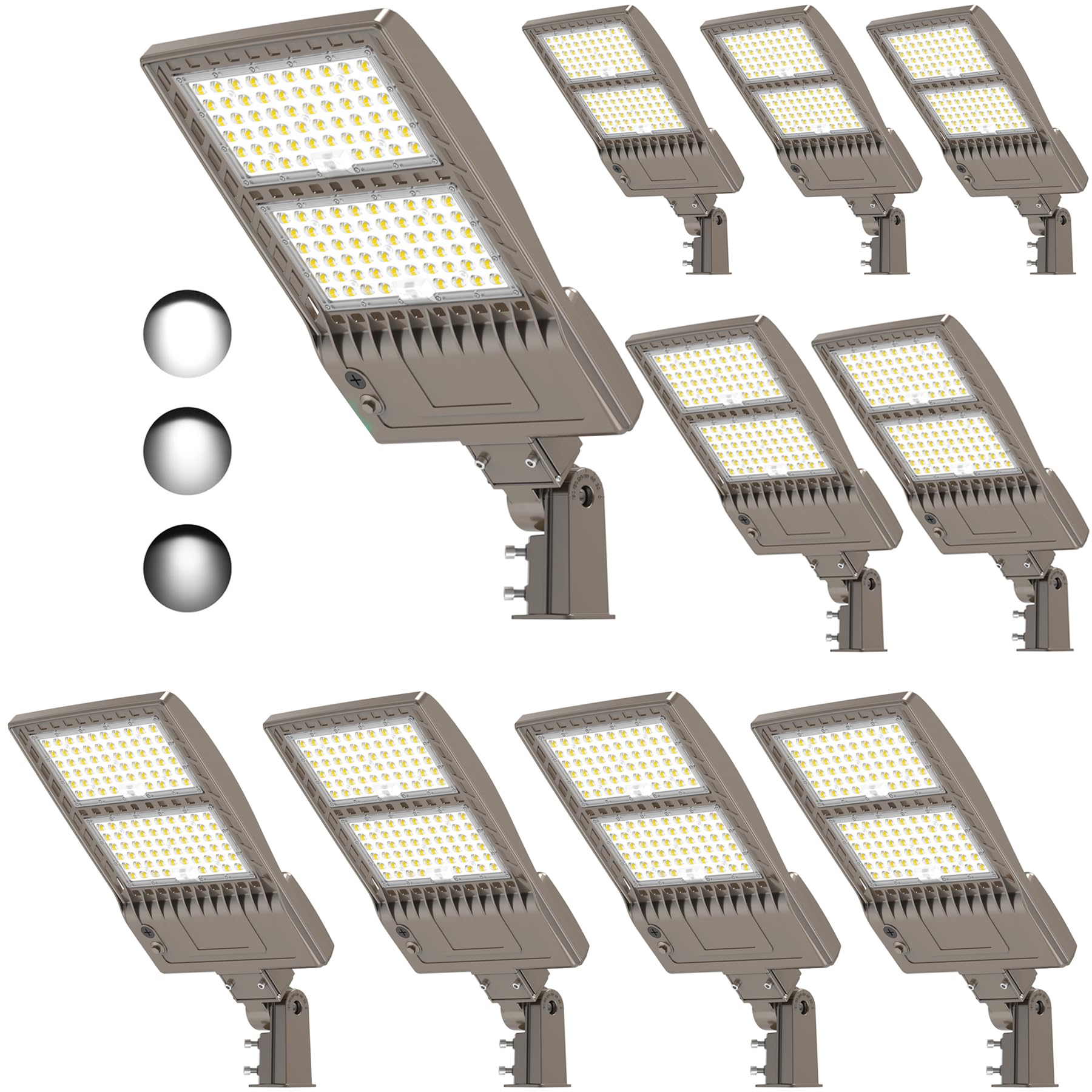10Pack 400W LED Parking Lot Light 60,000LM UL Listed, Power Adjustable LED Shoebox Flood Light Industrial Parking Backyard Pole 