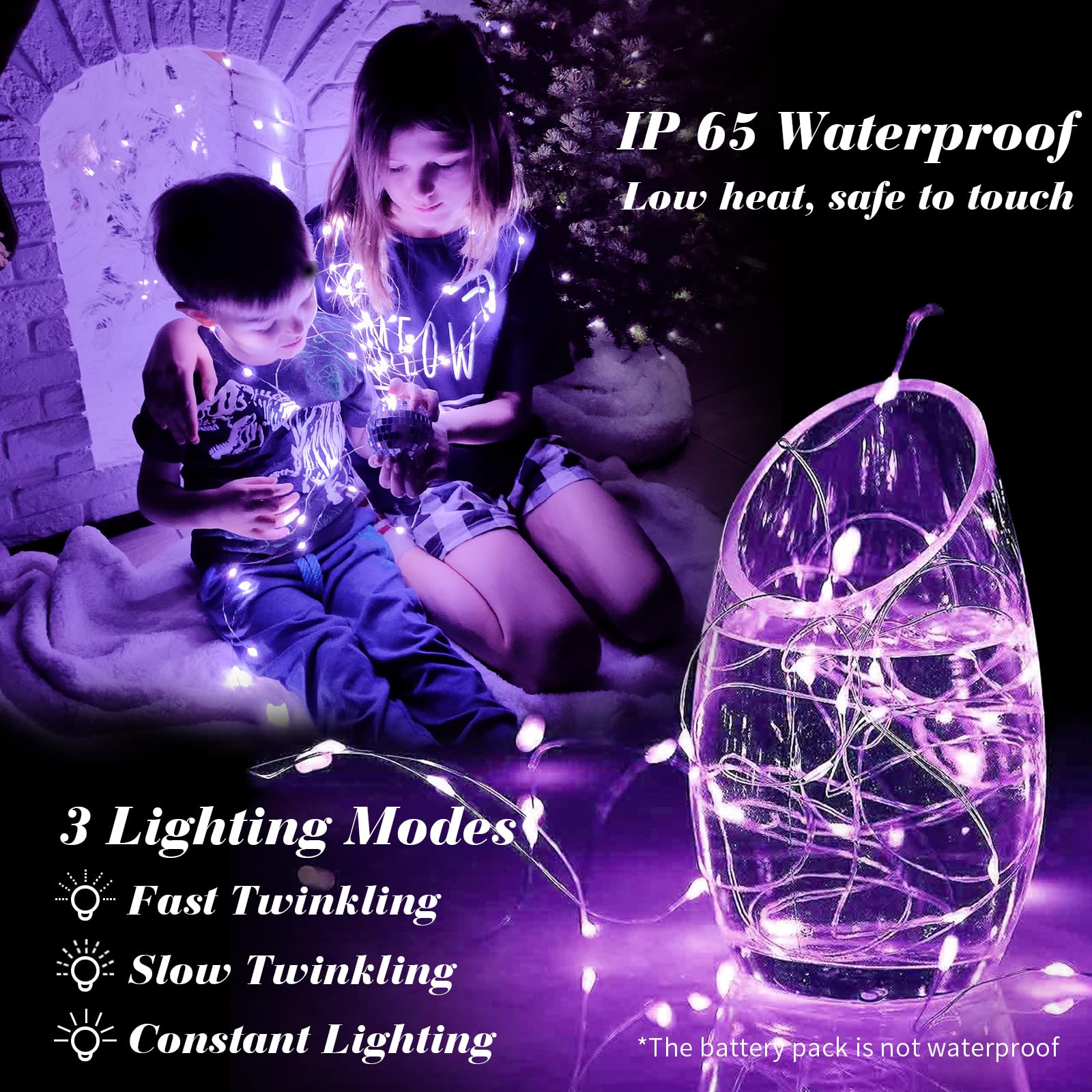 Fairy Lights Battery Operated, String Lights Battery Powered 7Ft 20 Led Twinkle Lights (Purple, 24)
