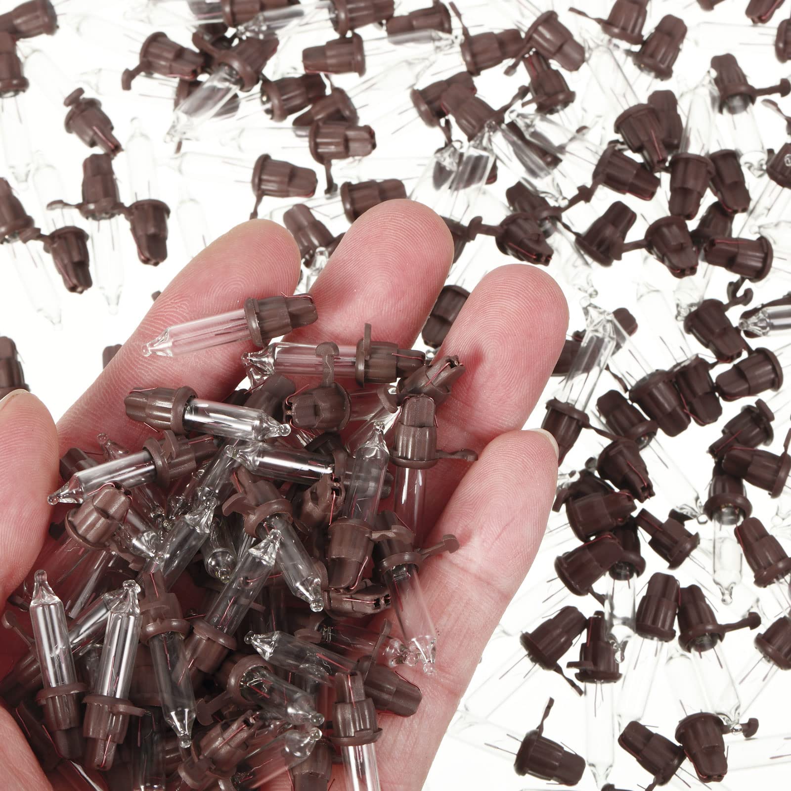 200 Count 2.5V Christmas 50/100/150/200 Count Mini Incandescent Wire String Lights Replacement Bulbs Indoor/Outdoor Christmas Lights Decorations For Home Xmas Tree (Brown Base With Warm White Bulb)