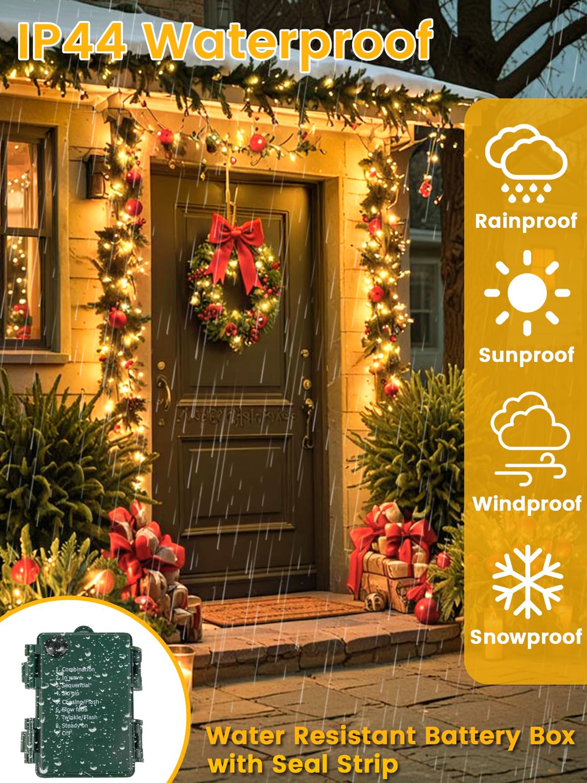 2 Pack Battery Operated Christmas Lights With Timer  66Ft 200 Led Waterproof Battery Twinkle Light  8 Modes Green Wire Fairy Lights For Indoor & Outdoor Bedroom Tree Christmas Decorations (Warm White)