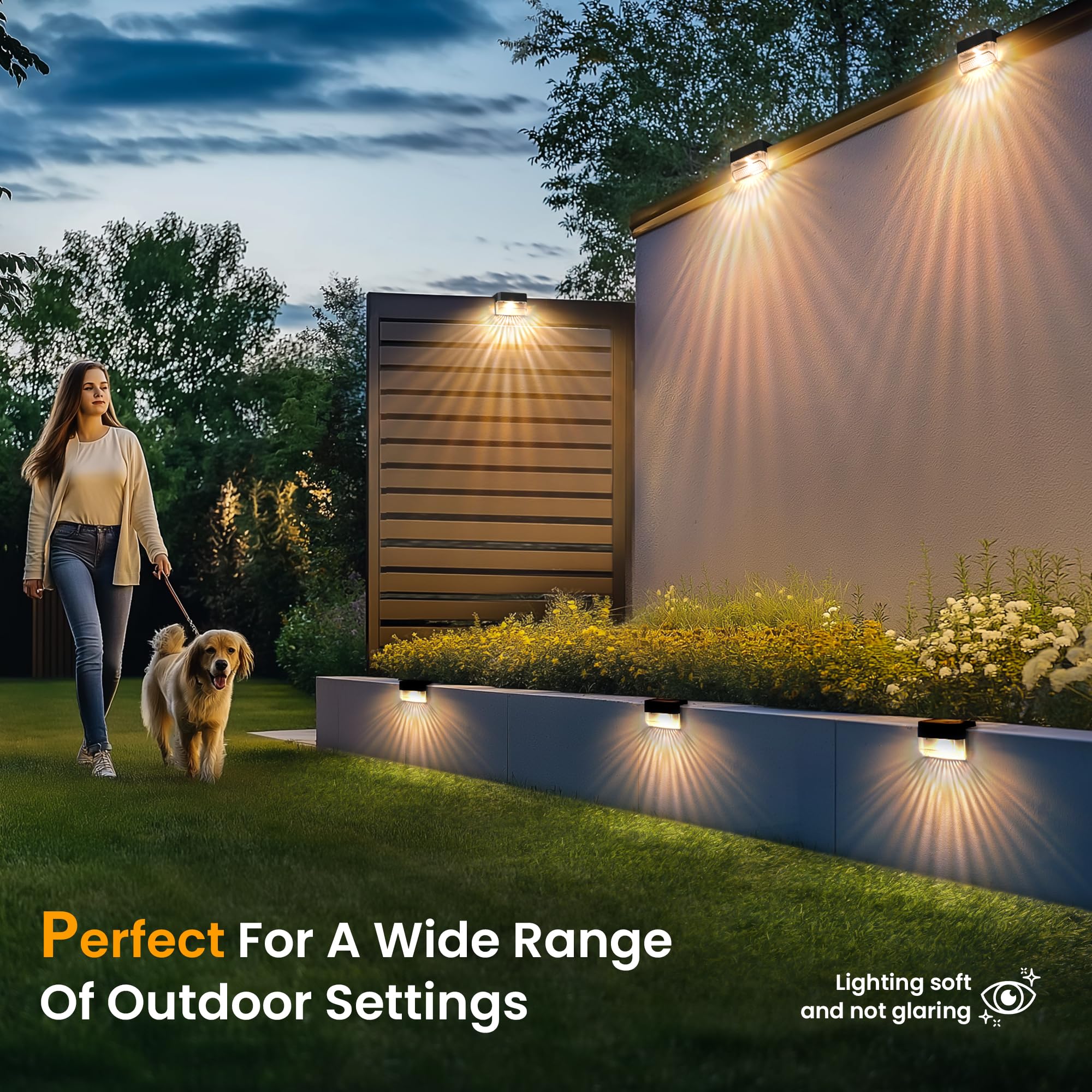 Solpex Solar Fence Lights Outdoor,Solar Deck Lights Waterproof Led Solar Lights For Outdoor Stairs,Step,Patio,Yard,Garden,Balcon