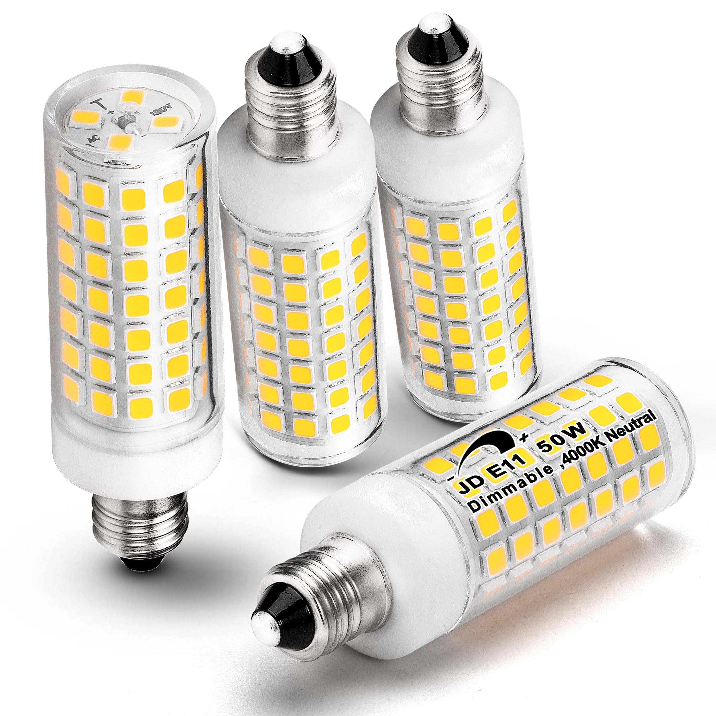 E11 Led Bulbs Dimmable 120V 50W Halogen Equivalent, T3 T4 Mini Candelabra Base Jde11 Led Bulb, 4000K Natural White 5W 500Lm E11 