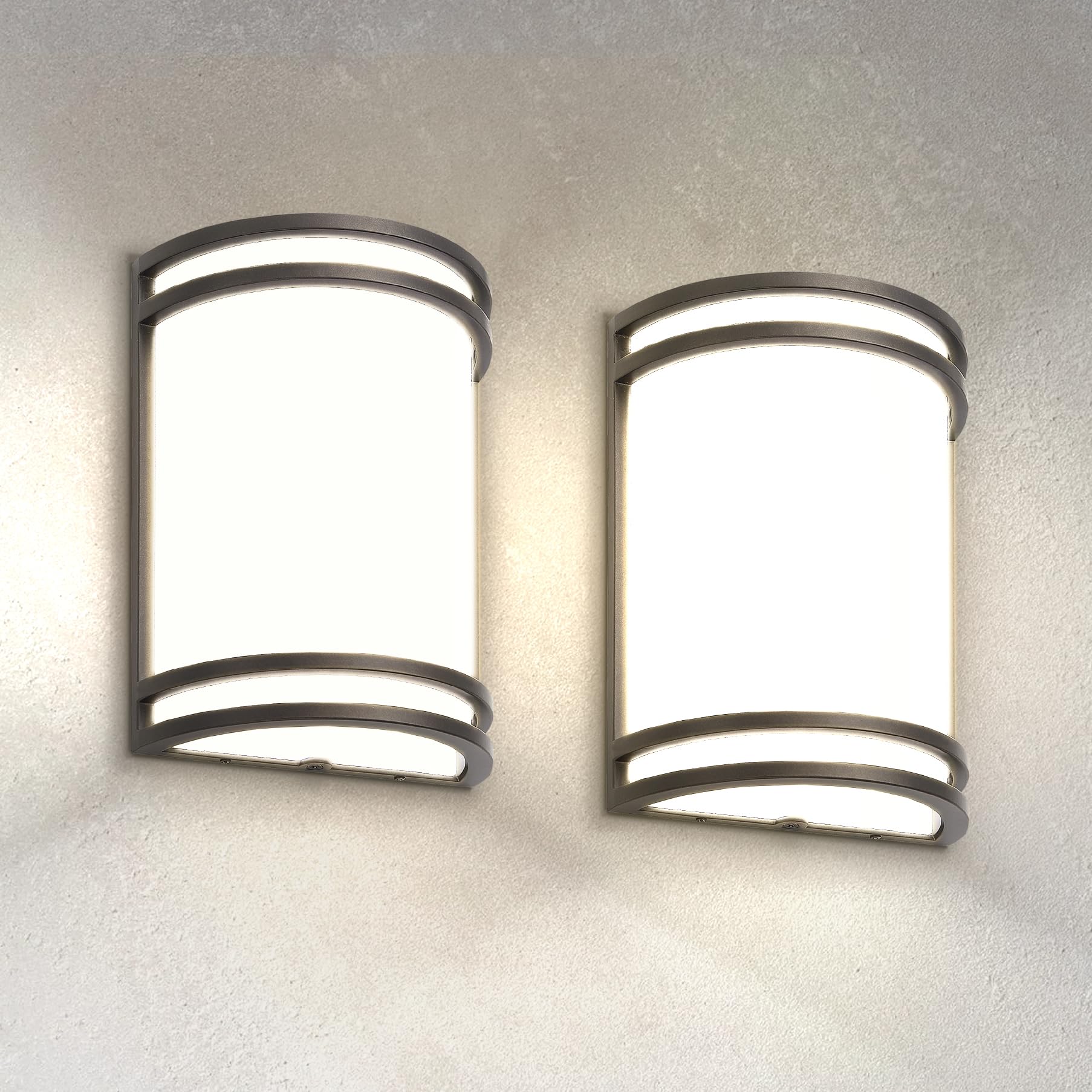 ASD 10 Inch LED Outdoor Wall Mount Light Fixture, Dimmable, Oil Rubbed Bronze, 15W, 3000K/4000K/5000K, 2 Pack