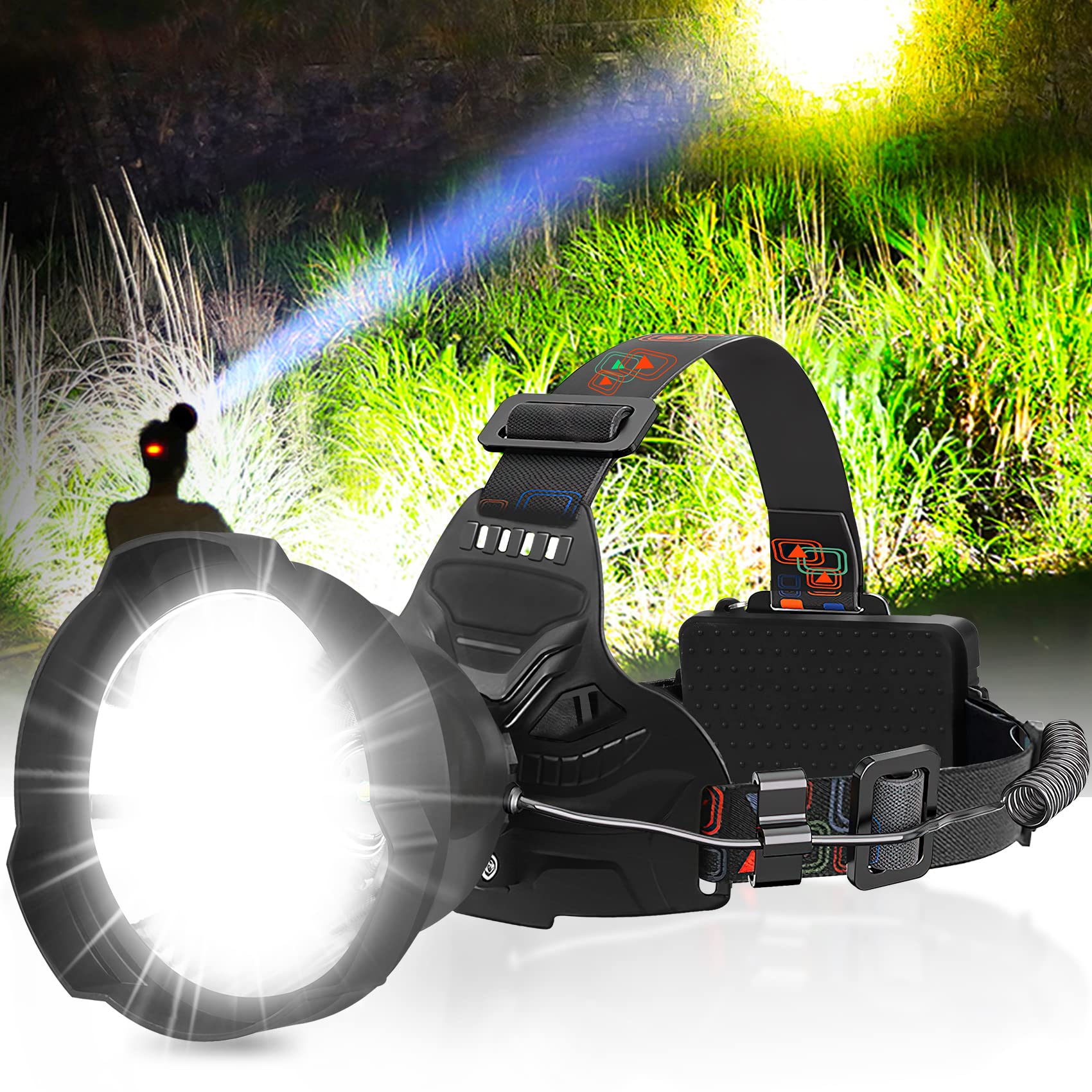 Led Headlamp Usb Rechargeable, Headlamps Battery Powered, Headlamps For Adults With 3 Modes, Batteries Included, Ipx5 Waterproof