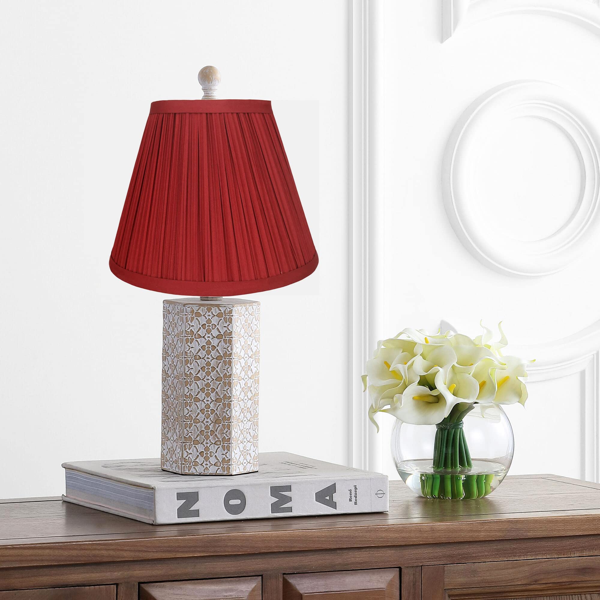 Urbanest Mushroom Pleated Lamp Shade, Faux Silk, 5x9x7 inches, Burgundy, Spider Fitter